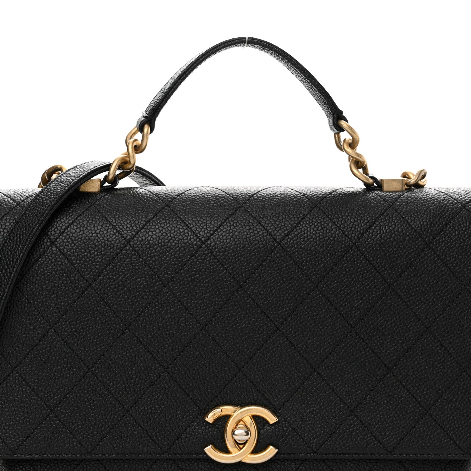 Chanel Grained Calfskin Stitched Flap Black 8 of 16