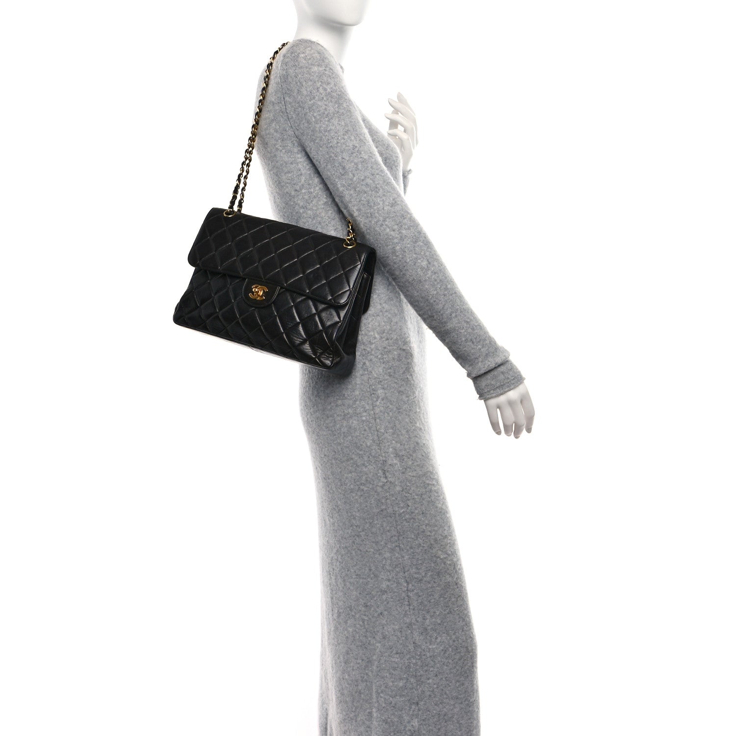 Chanel Lambskin Quilted Jumbo Double Sided Flap Black 2 of 13