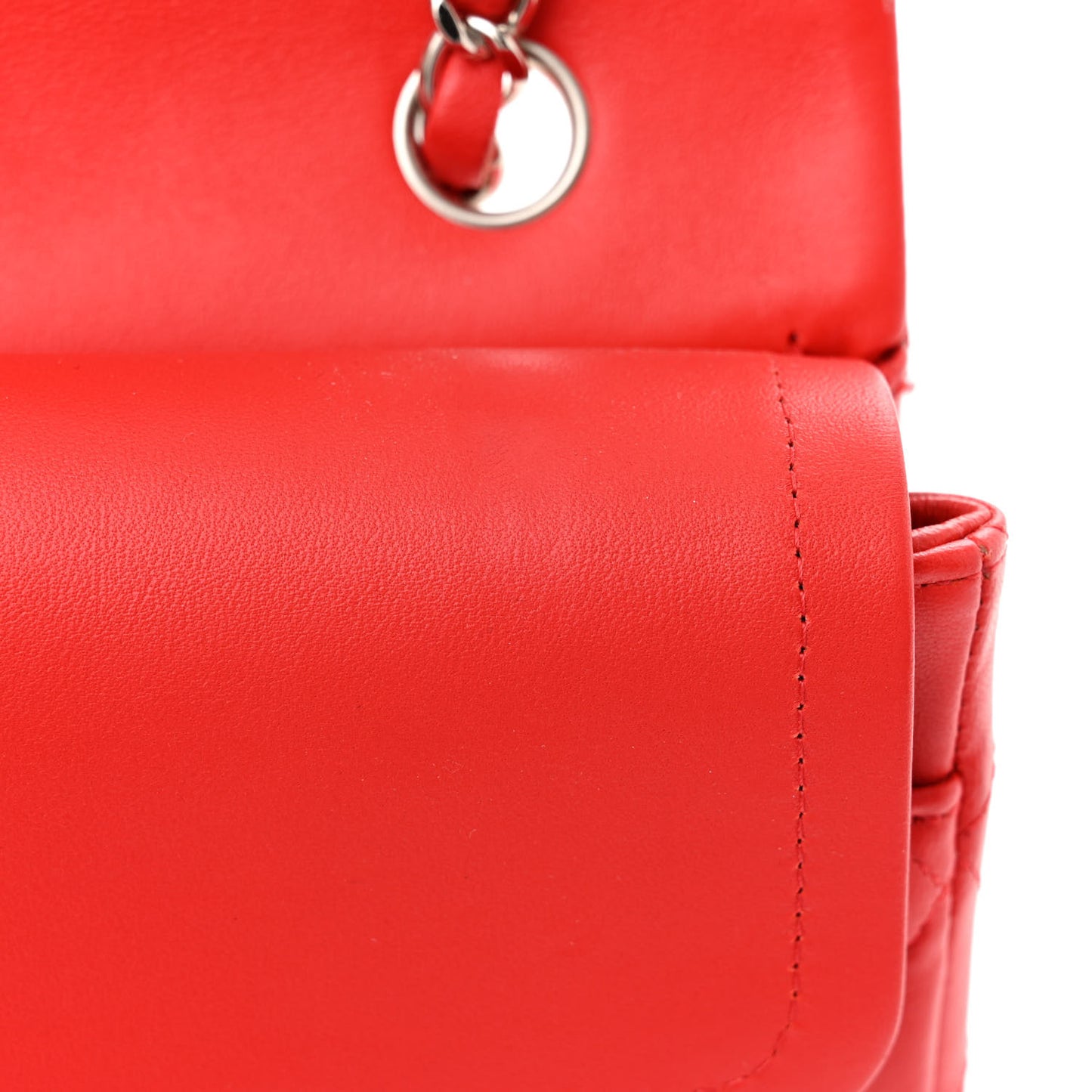 Lambskin Quilted Medium Double Flap Red