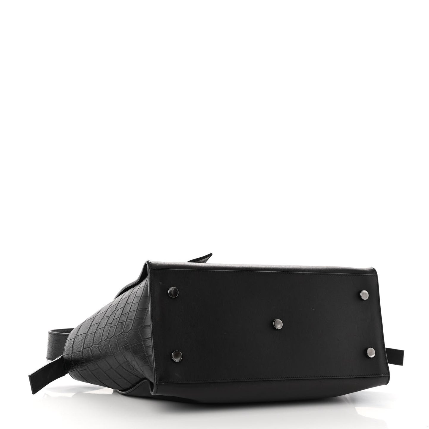 Smooth Calfskin Crocodile Embossed Small Monogram Downtown Cabas Black