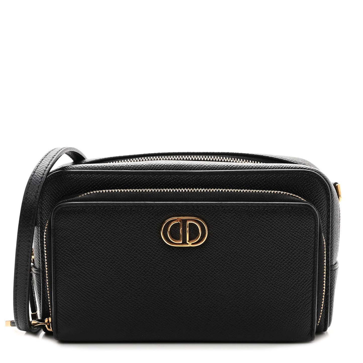 Grained Calfskin Caro Double Pouch Black