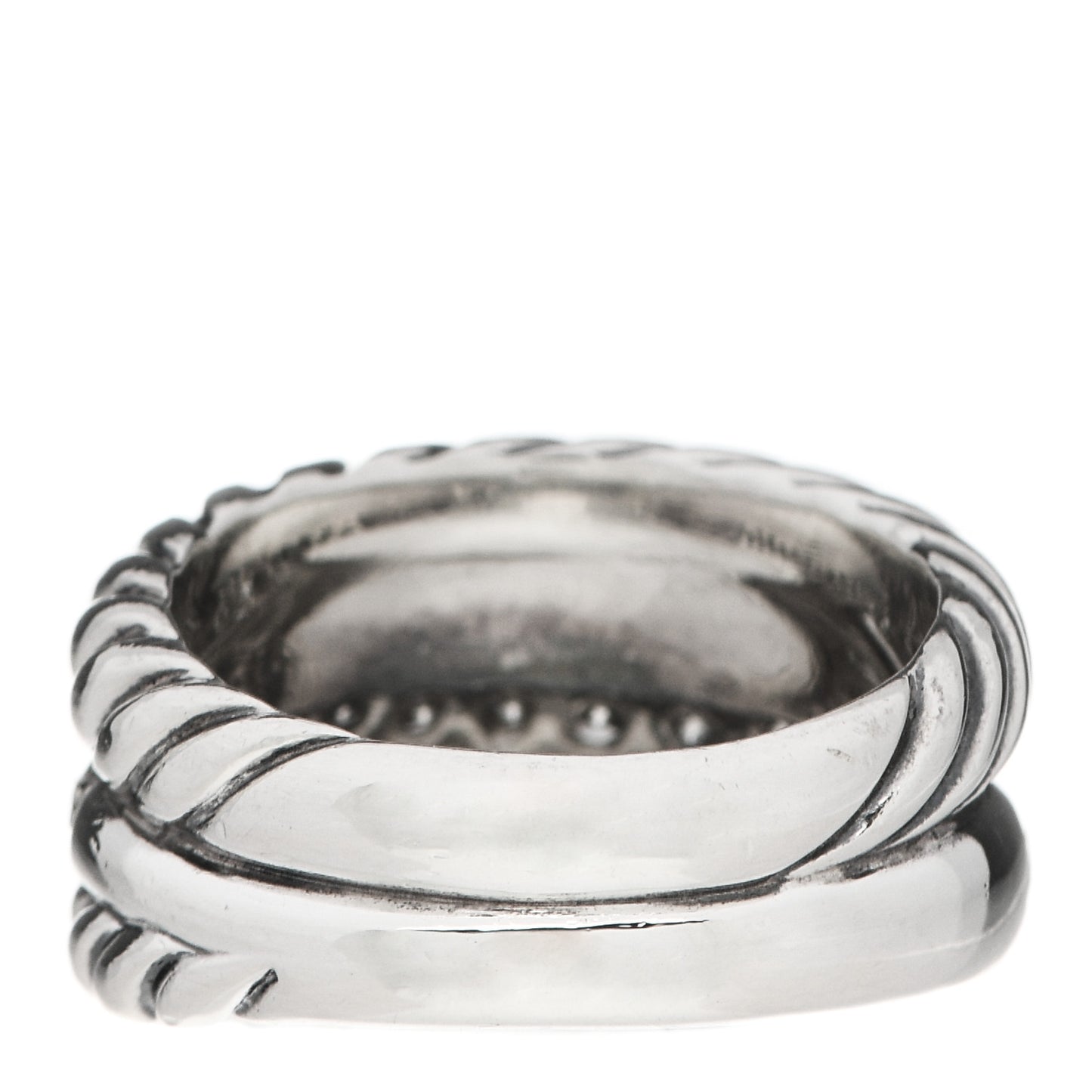 Sterling Silver Diamond Thoroughbred Cable Wrap Ring 52 6