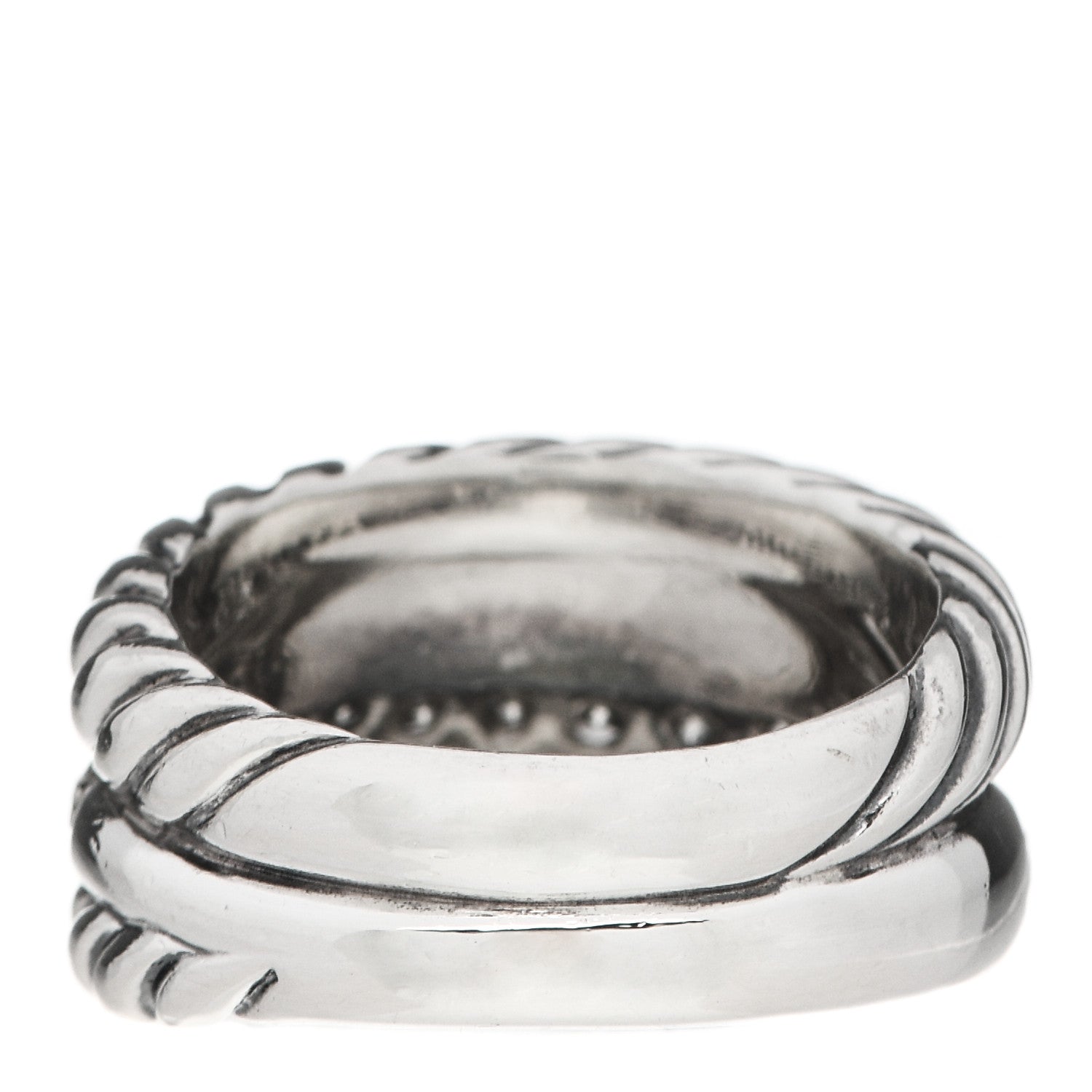 David Yurman Sterling Silver Diamond Thoroughbred Cable Wrap Ring 52 6 3 of 4