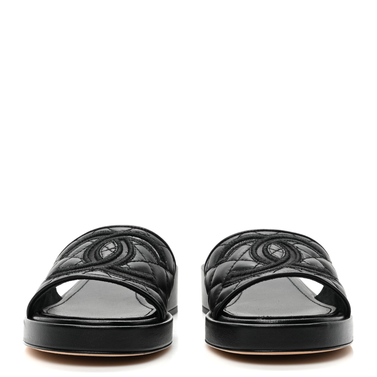Lambskin Quilted CC Mules 38 Black
