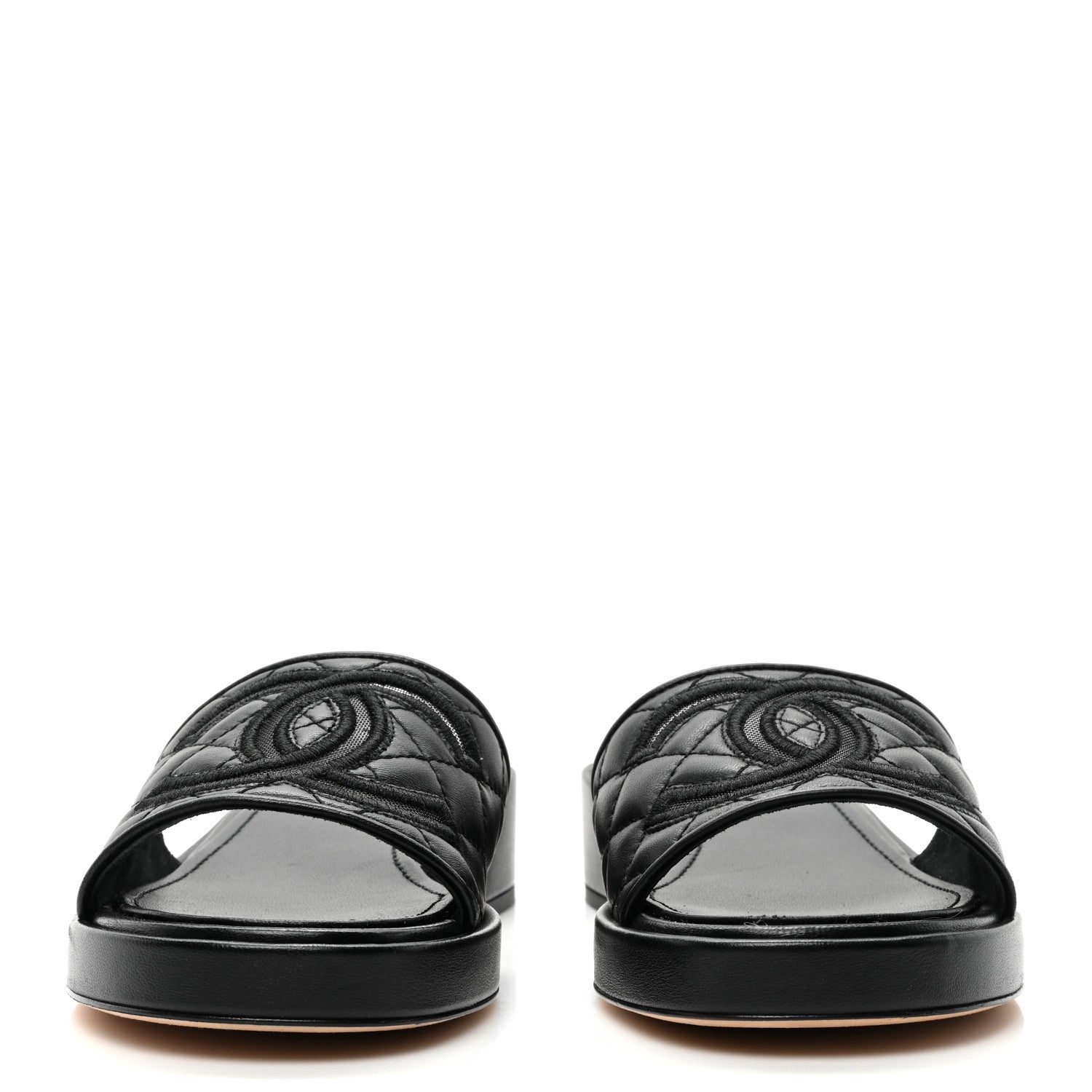 Chanel Lambskin Quilted CC Mules 38 Black 3 of 8