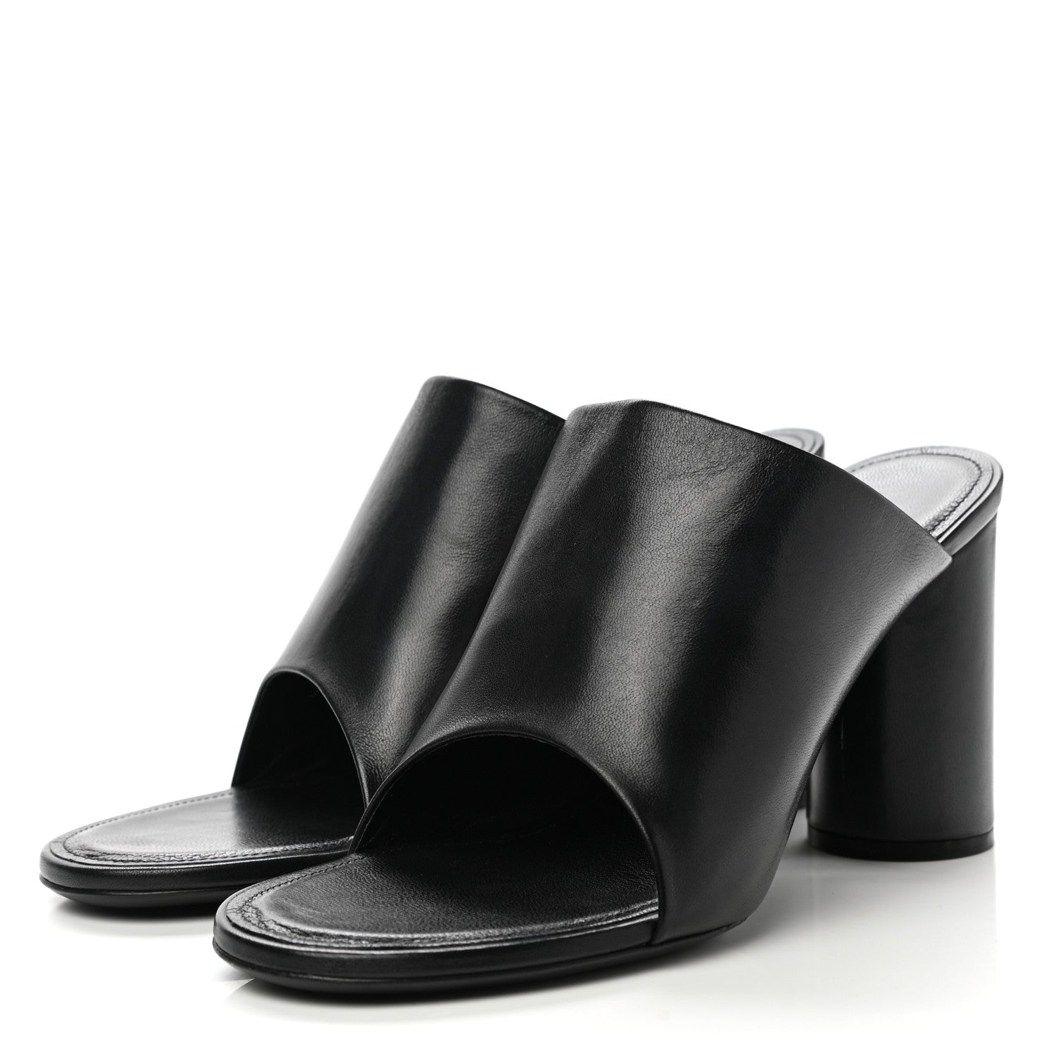 Balenciaga Shiny Sheepskin Oval 90mm Mule Pump 36 Black White 3 of 10