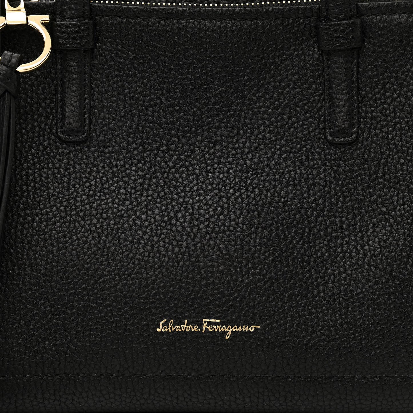 Hammered Calfskin Double Handle Small Amy Tote Black