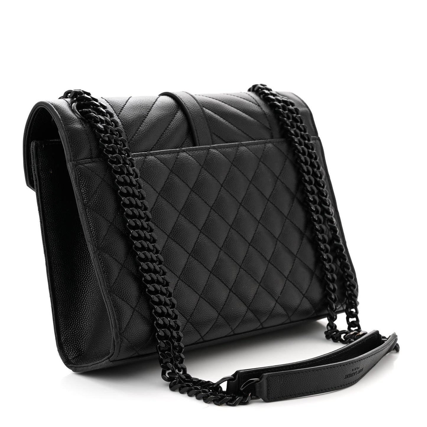 Grain De Poudre Textured Mixed Matelasse Triquilt Medium Monogram Monochrome Satchel Black
