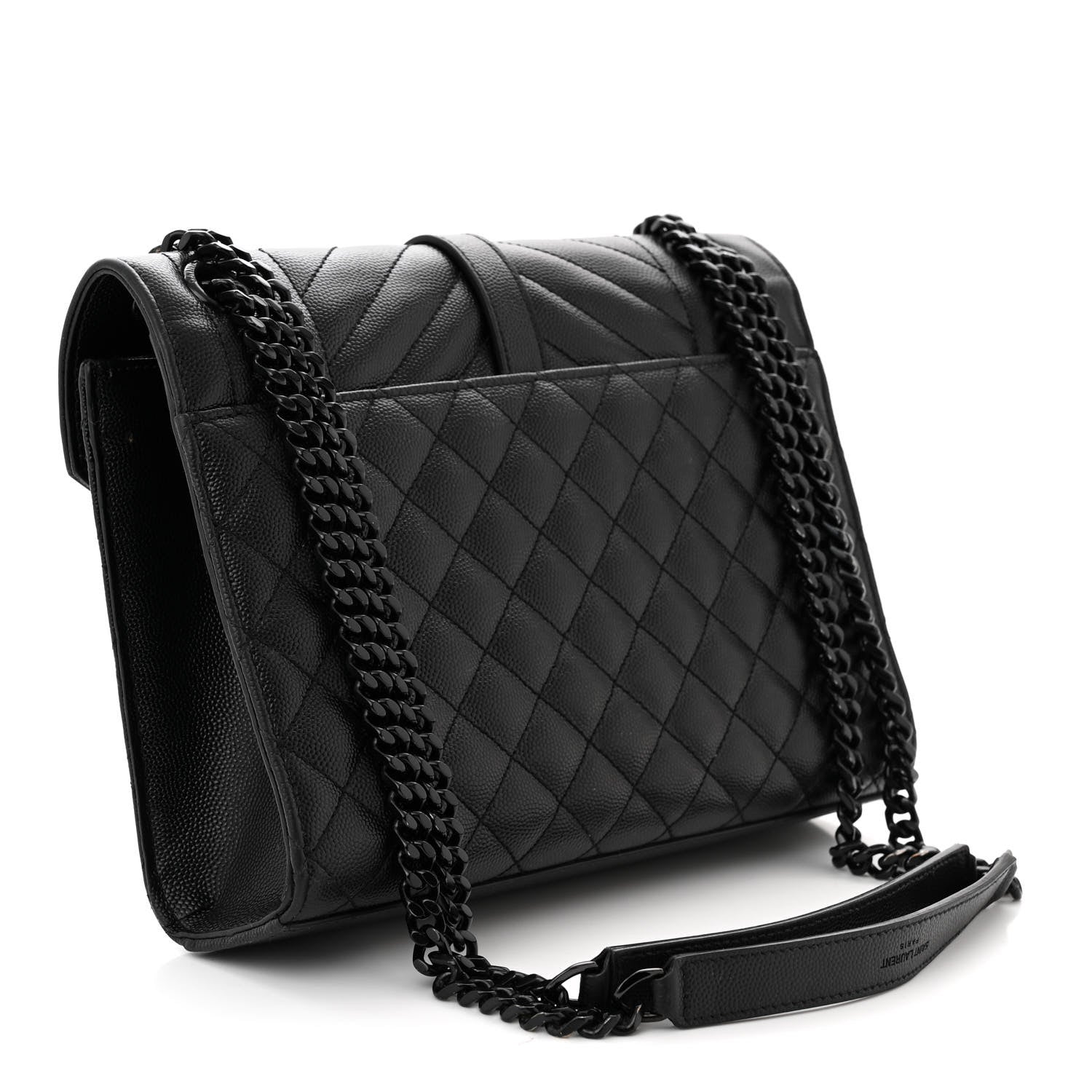 Saint Laurent Grain De Poudre Textured Mixed Matelasse Triquilt Medium Monogram Monochrome Satchel Black 3 of 12
