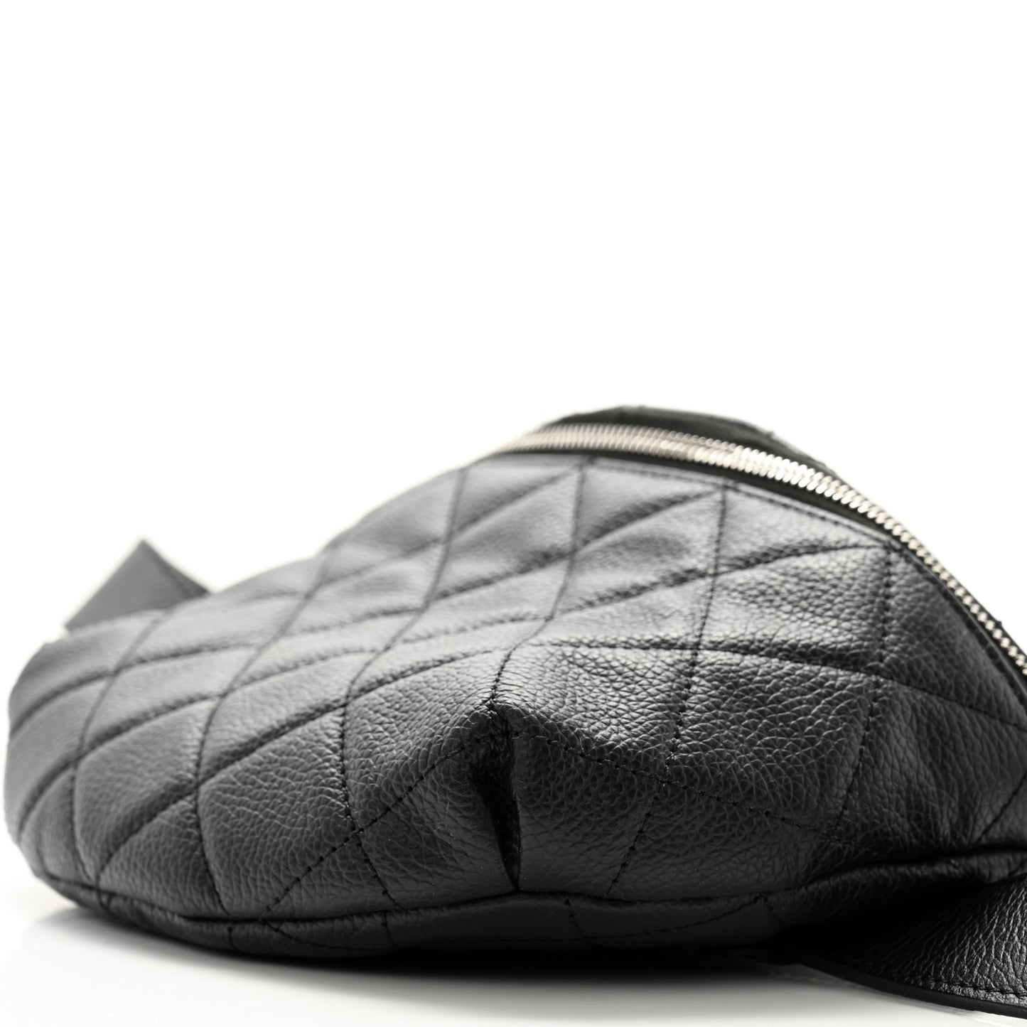Grained Calfskin Quilted Waist Belt Bag Black