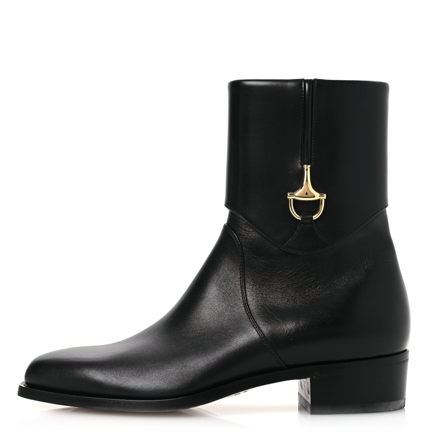 Calfskin Horsebit Mens Elizabeth Ankle Boots 8 Black