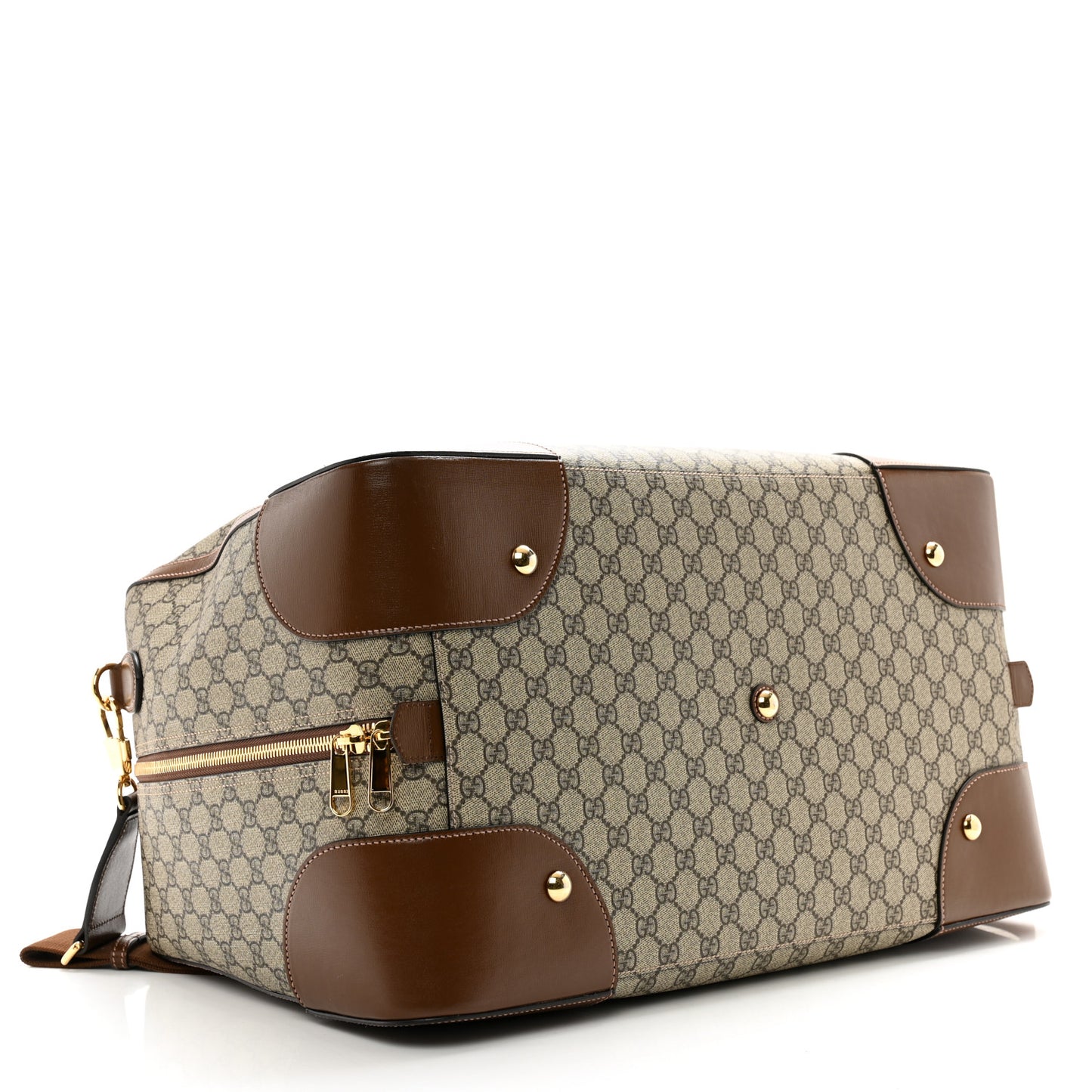 GG Supreme Monogram Azalea Calfskin Retro Interlocking G Large Duffle Bag Beige Ebony Brown Sugar