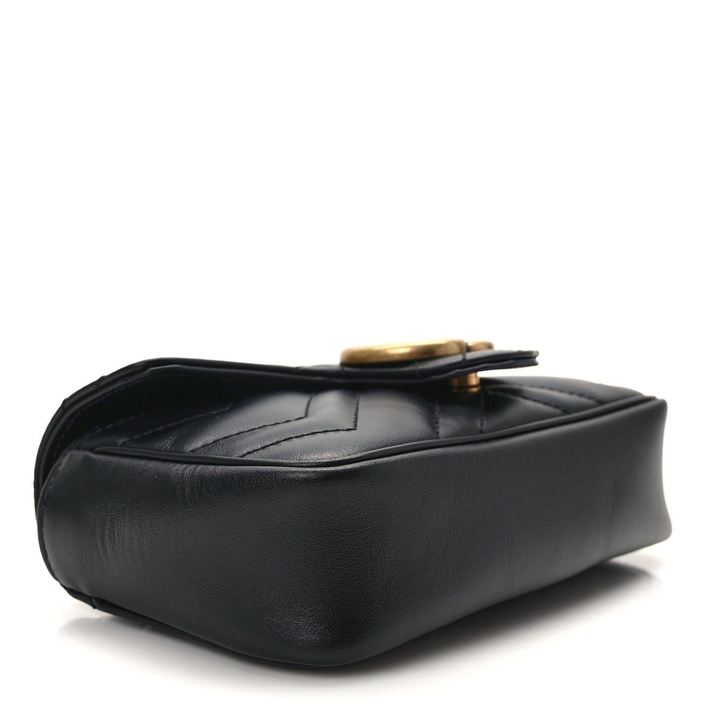 Calfskin Matelasse Super Mini GG Marmont Shoulder Bag Black