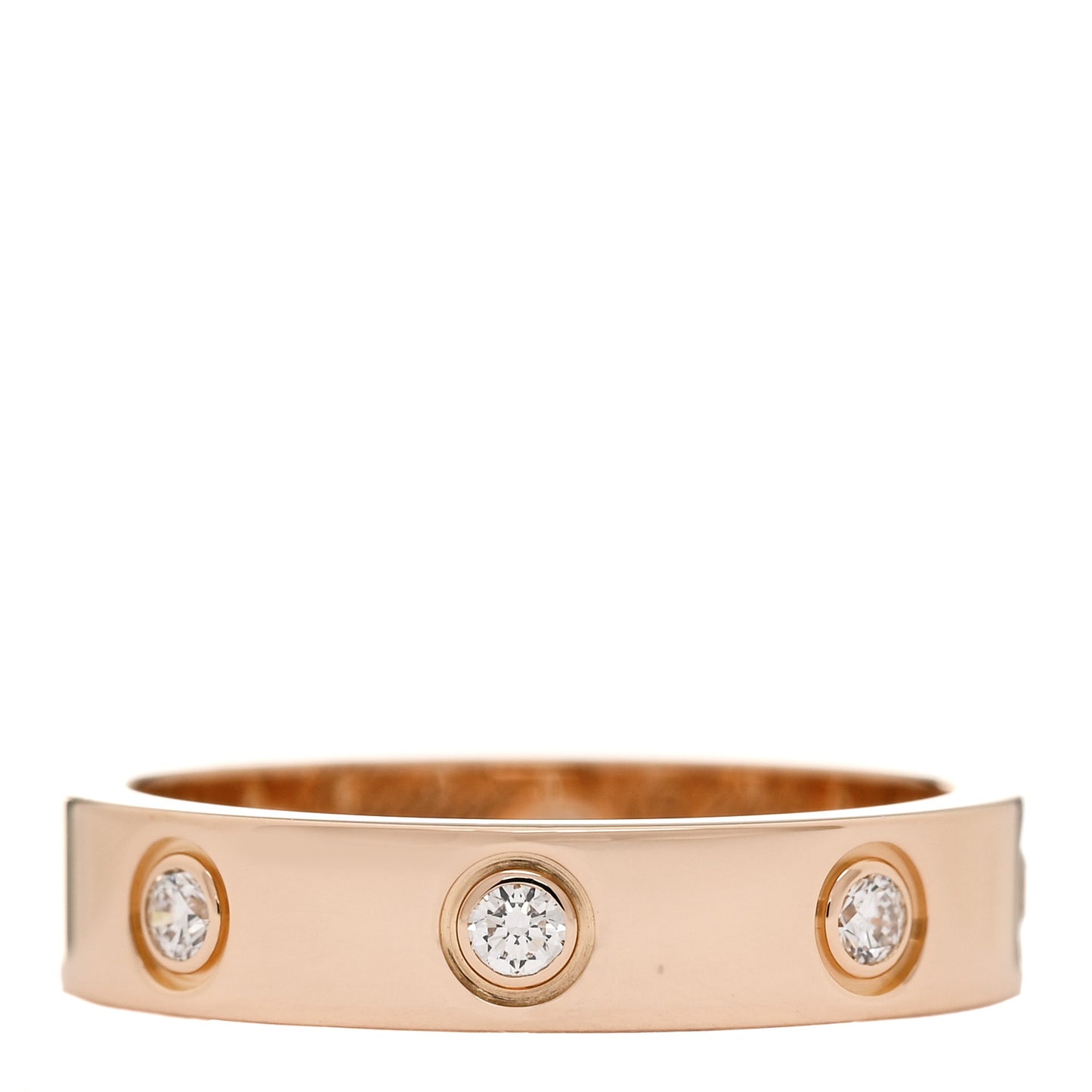 18K Pink Gold 8 Diamond 4mm LOVE Wedding Band Ring 50 5.25