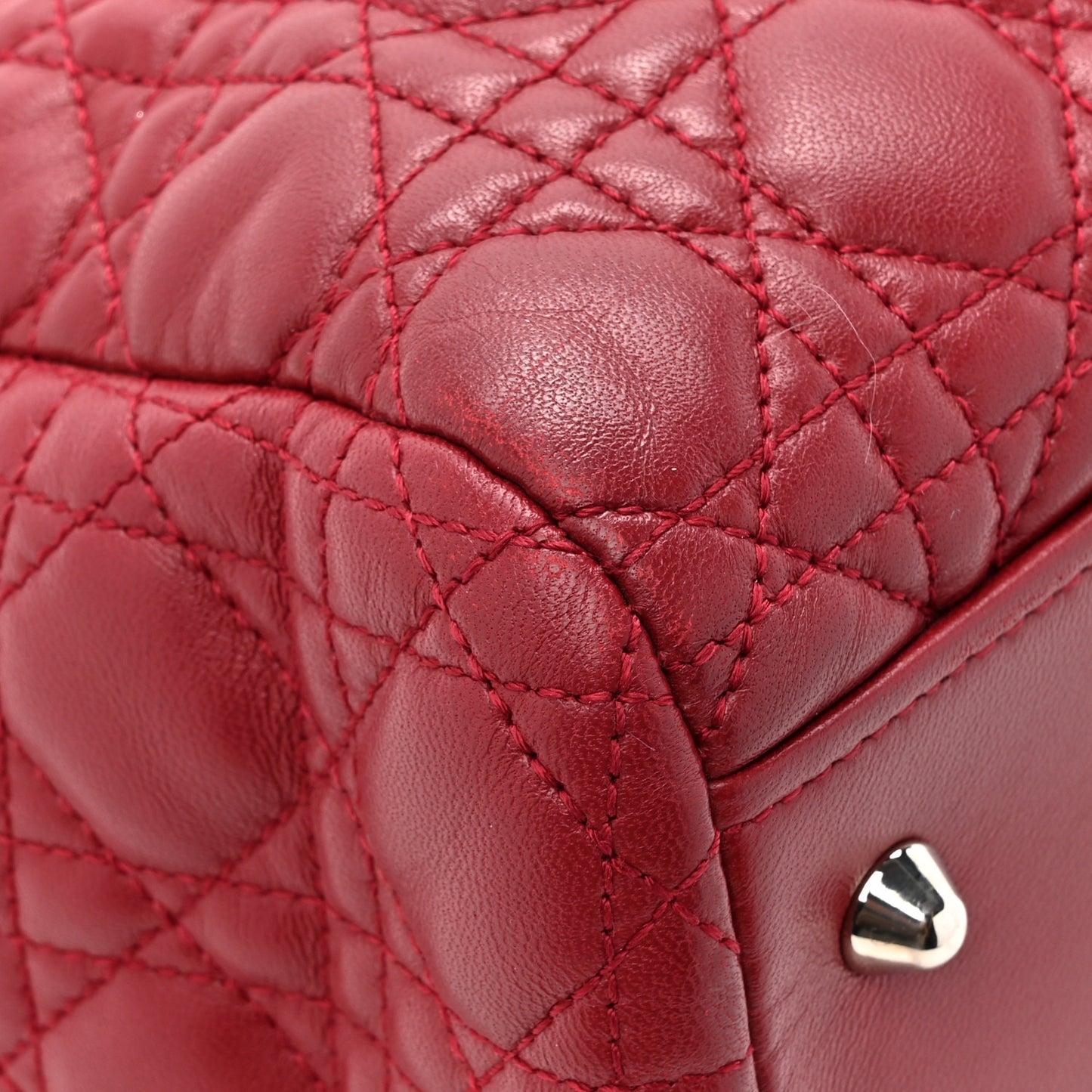 Lambskin Cannage Large Dior Soft Shopping Tote Red