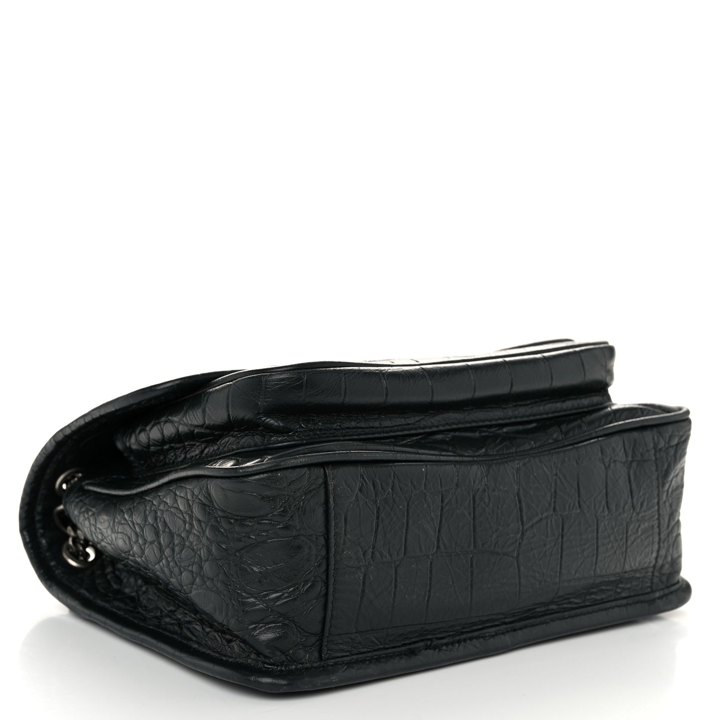 Calfskin Crocodile Embossed Matelasse Monogram Baby Niki Chain Satchel Algea