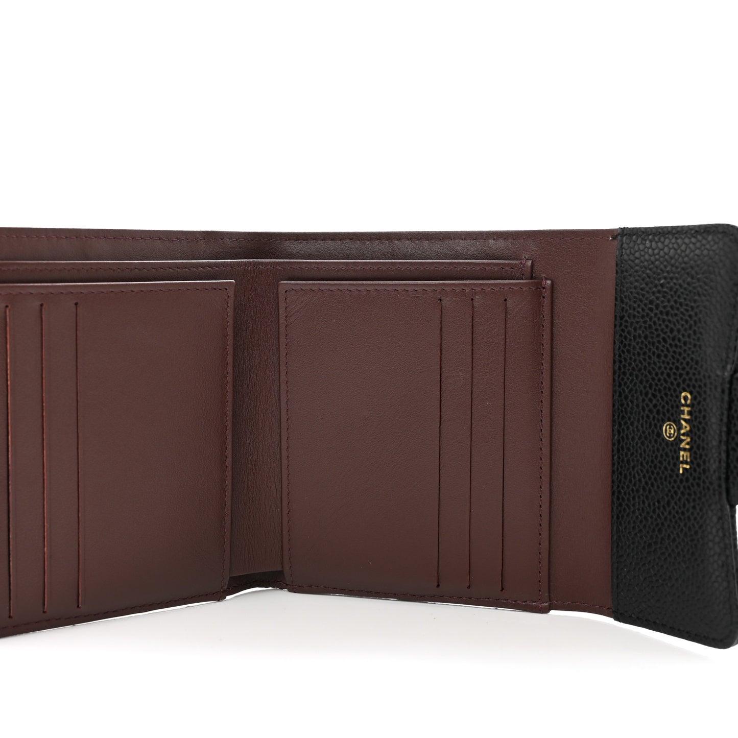 Caviar Quilted Compact Flap Wallet Black