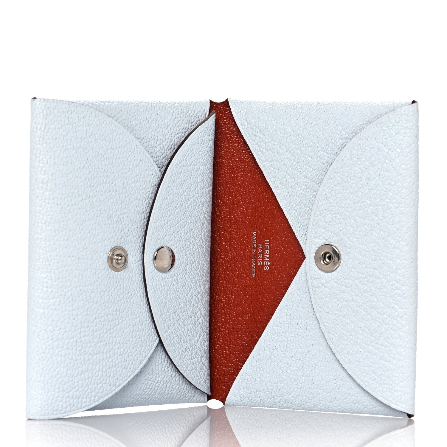Hermes Chevre Mysore Verso Calvi Duo Card Case Bleu Brume Cuivre 5 of 9