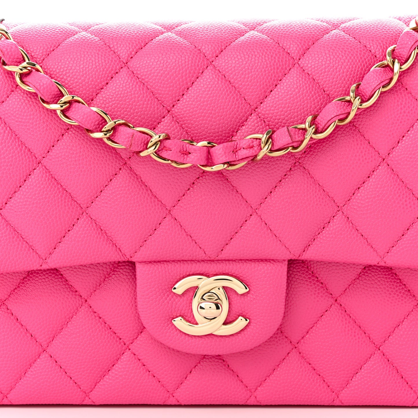 Caviar Quilted Medium Double Flap Dark Pink