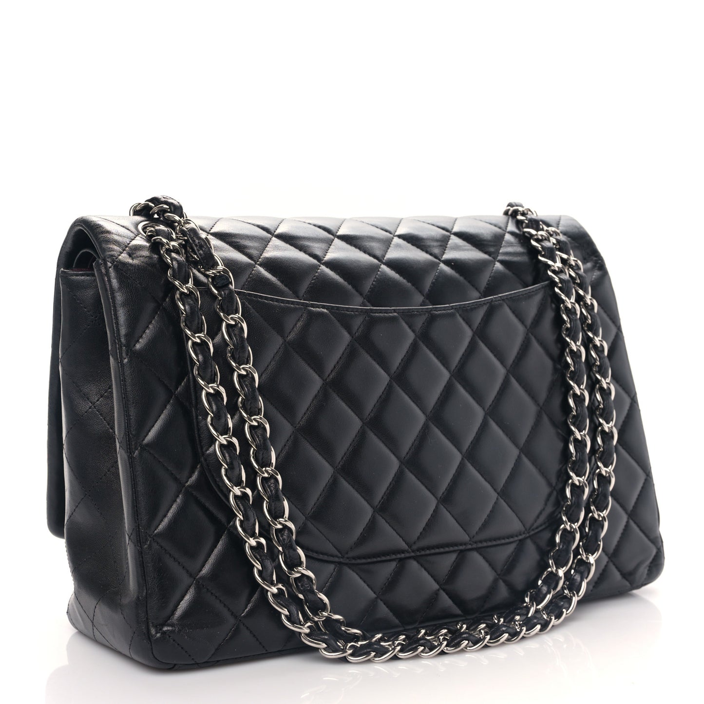 Lambskin Quilted Maxi Single Flap Black