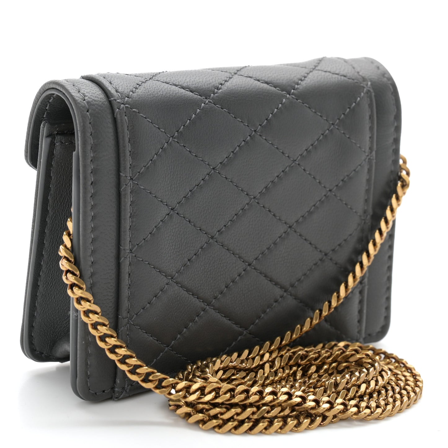 Lambskin Quilted Monogram Micro Gaby Crossbody Bag Storm