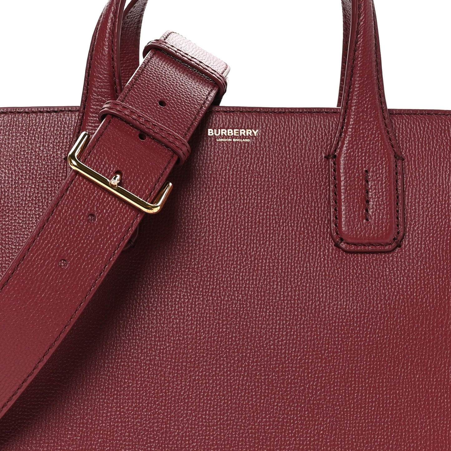 Grainy Calfskin House Check Medium Banner Tote Crimson