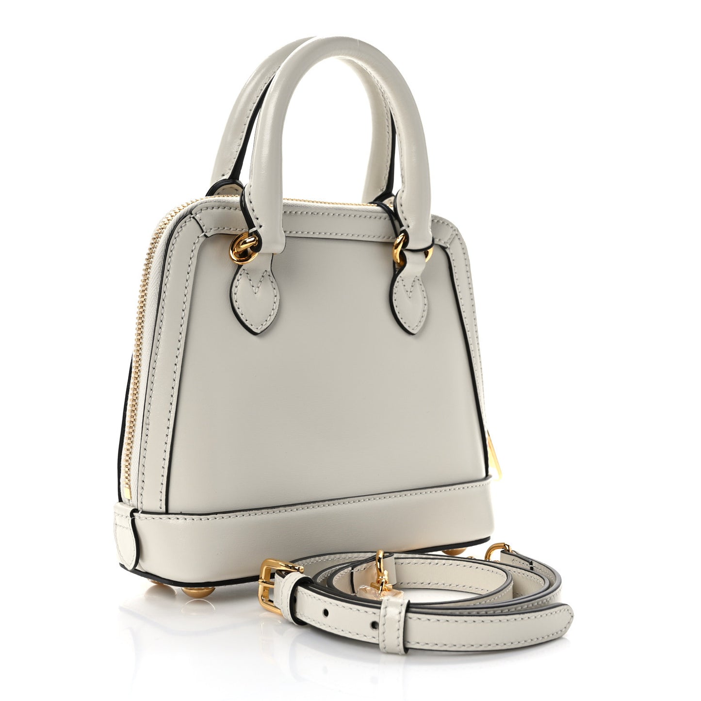 Boarded Plutone Calfskin Mini Horsebit 1955 Top Handle Bag Mystic White