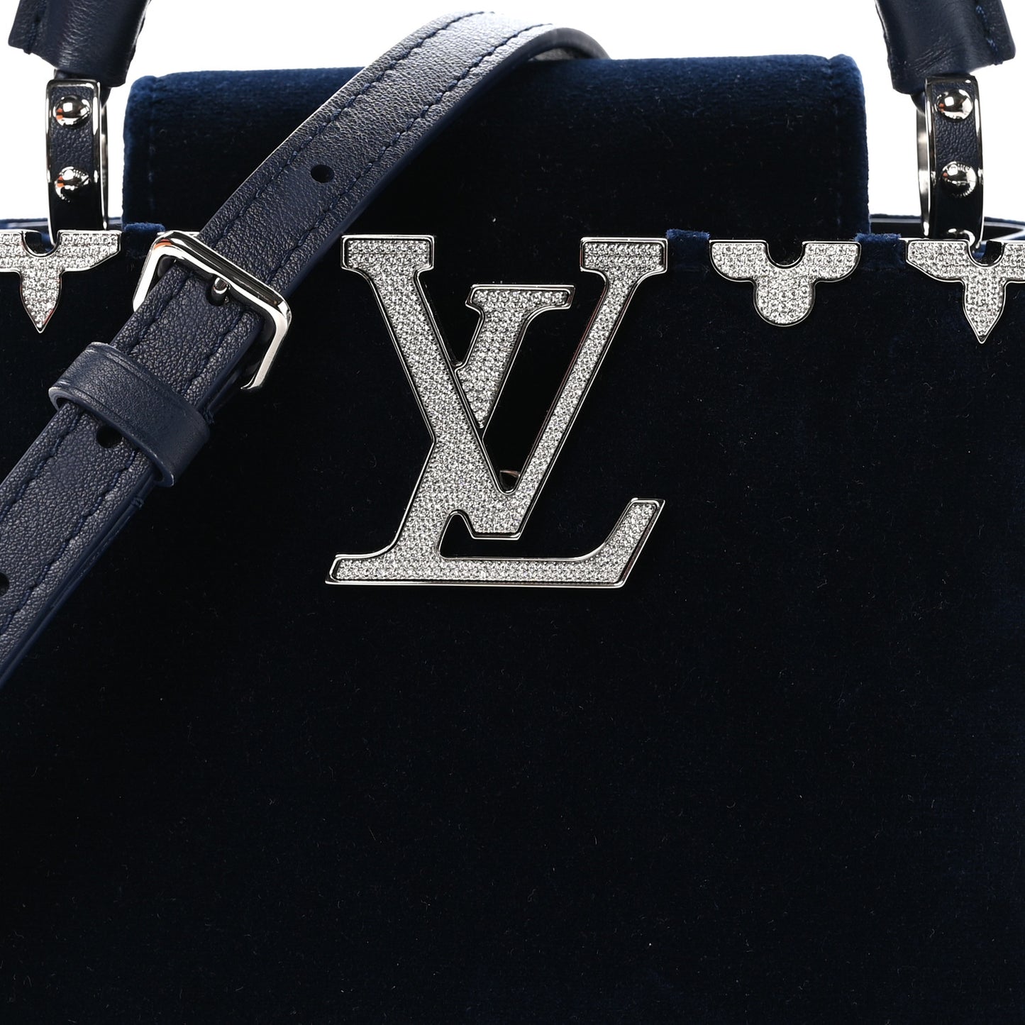 Velvet Crystal Capucines Mini Midnight Blue