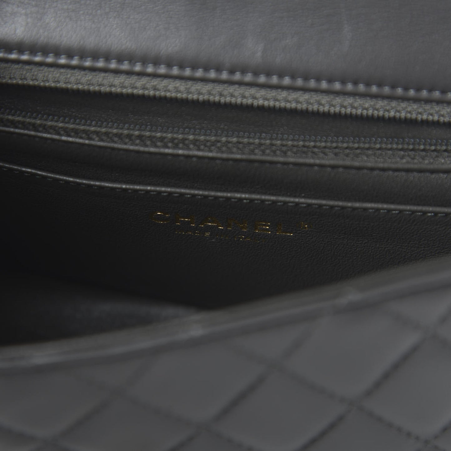 Lambskin Quilted Mini Rectangular Flap Grey