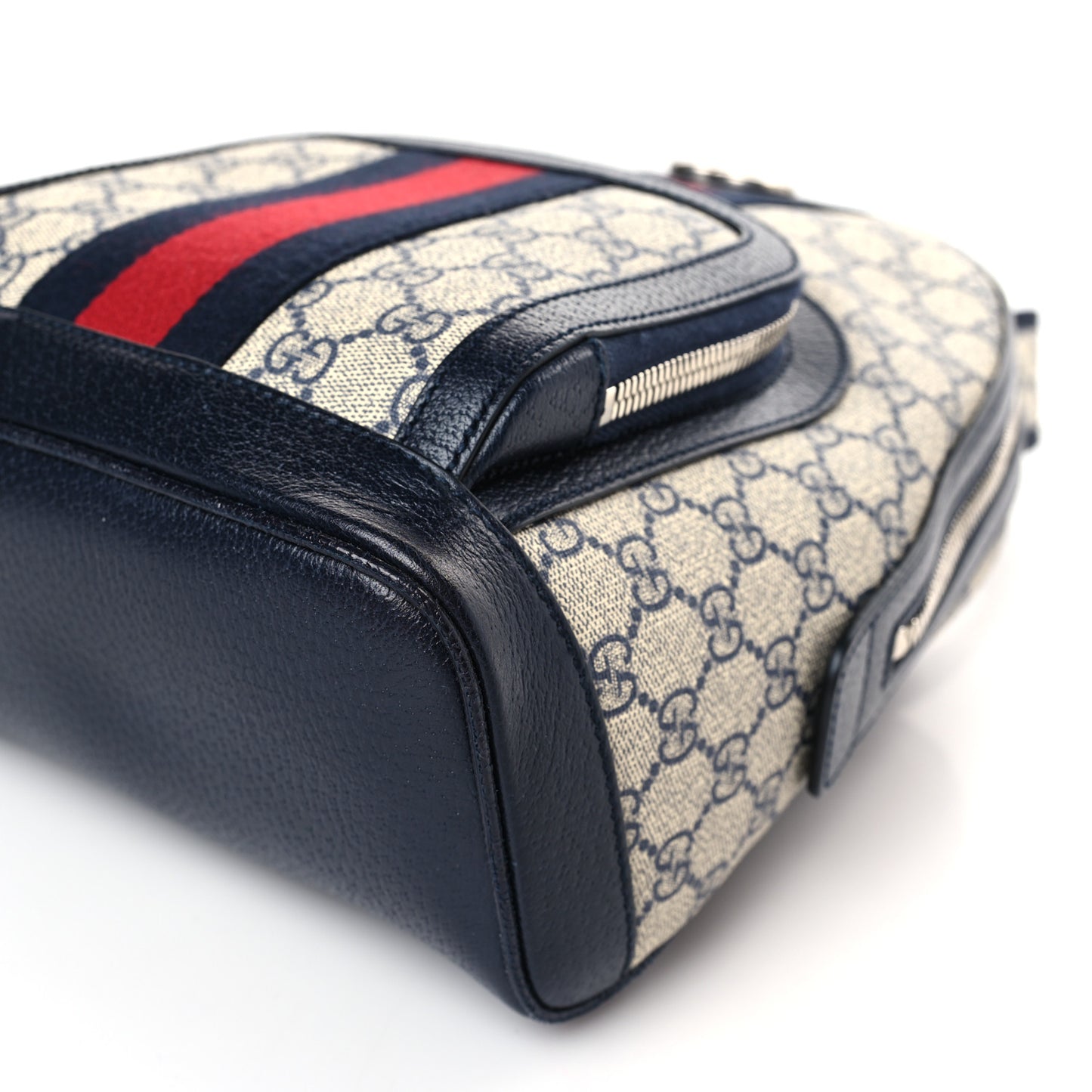 GG Supreme Monogram Textured Dollar Calfskin Web Small Ophidia Day Backpack Beige Blue Black