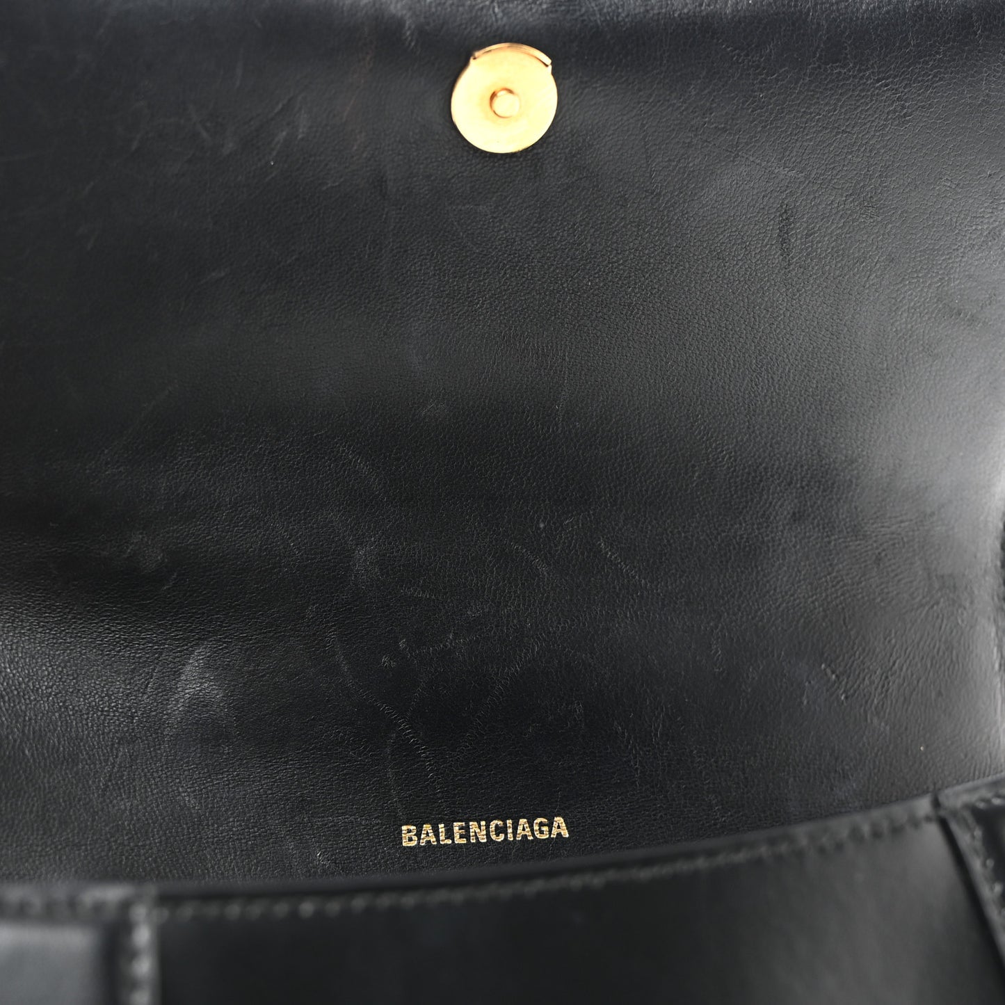 Shiny Box Calfskin Small Hourglass Top Handle Bag Black