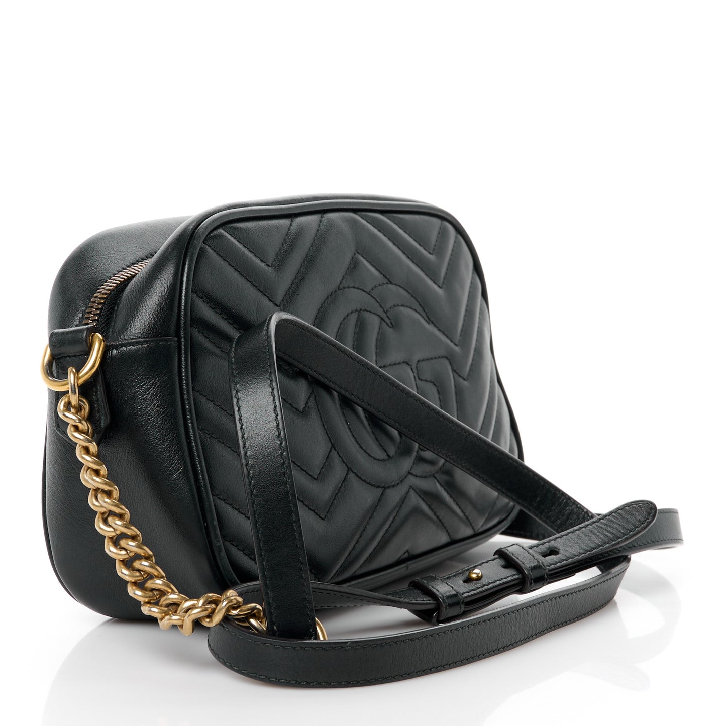 Calfskin Matelasse Small GG Marmont Chain Shoulder Bag Black