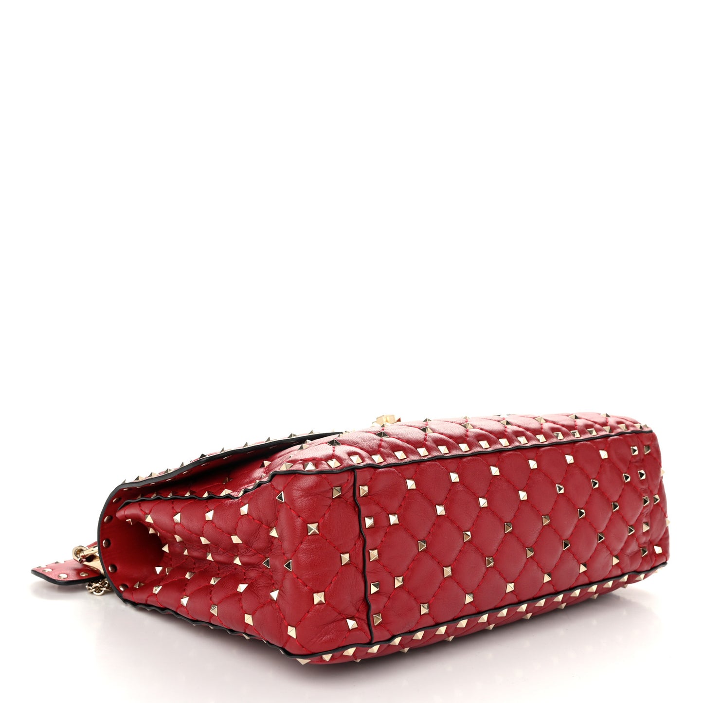 Nappa Large Rockstud Spike Shoulder Bag Rubino
