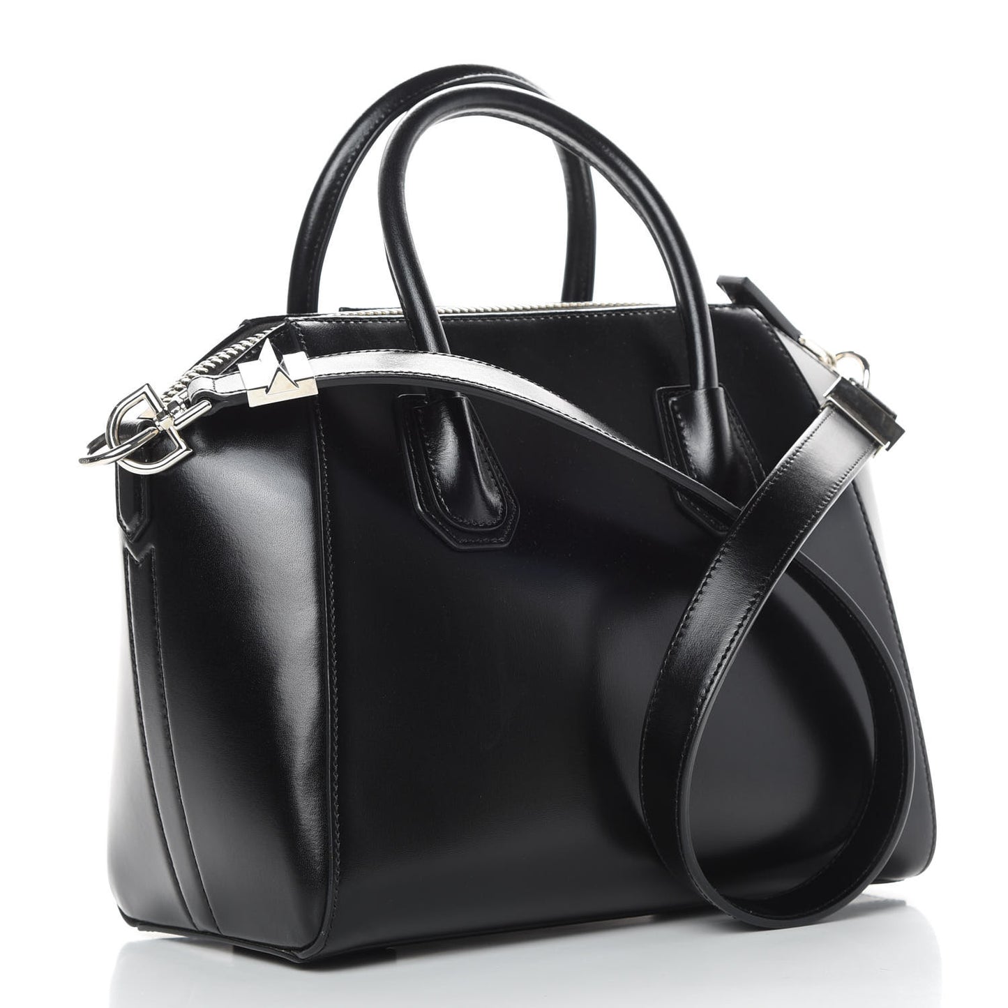 Shiny Lord Calfskin Small Antigona Black