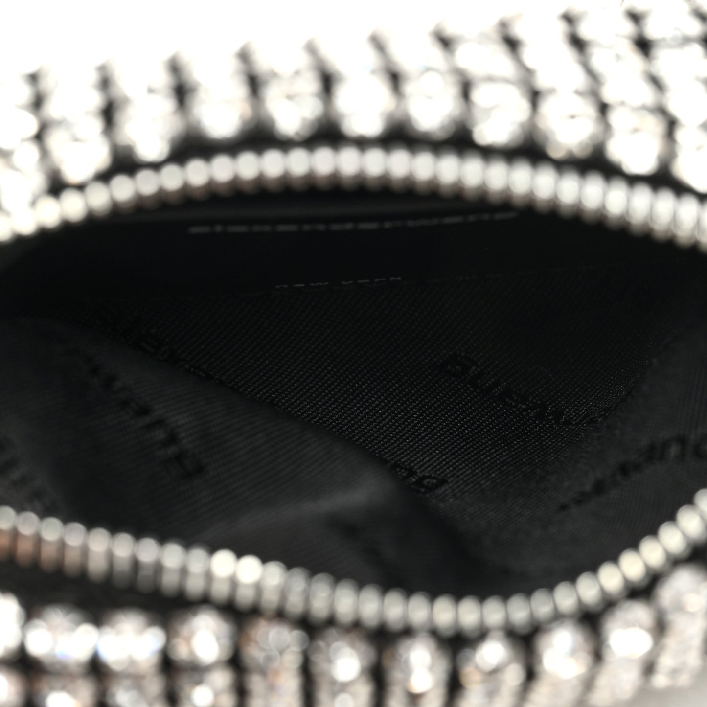 Mesh Crystal Rhinestone Mini Heiress Pouch Black Silver