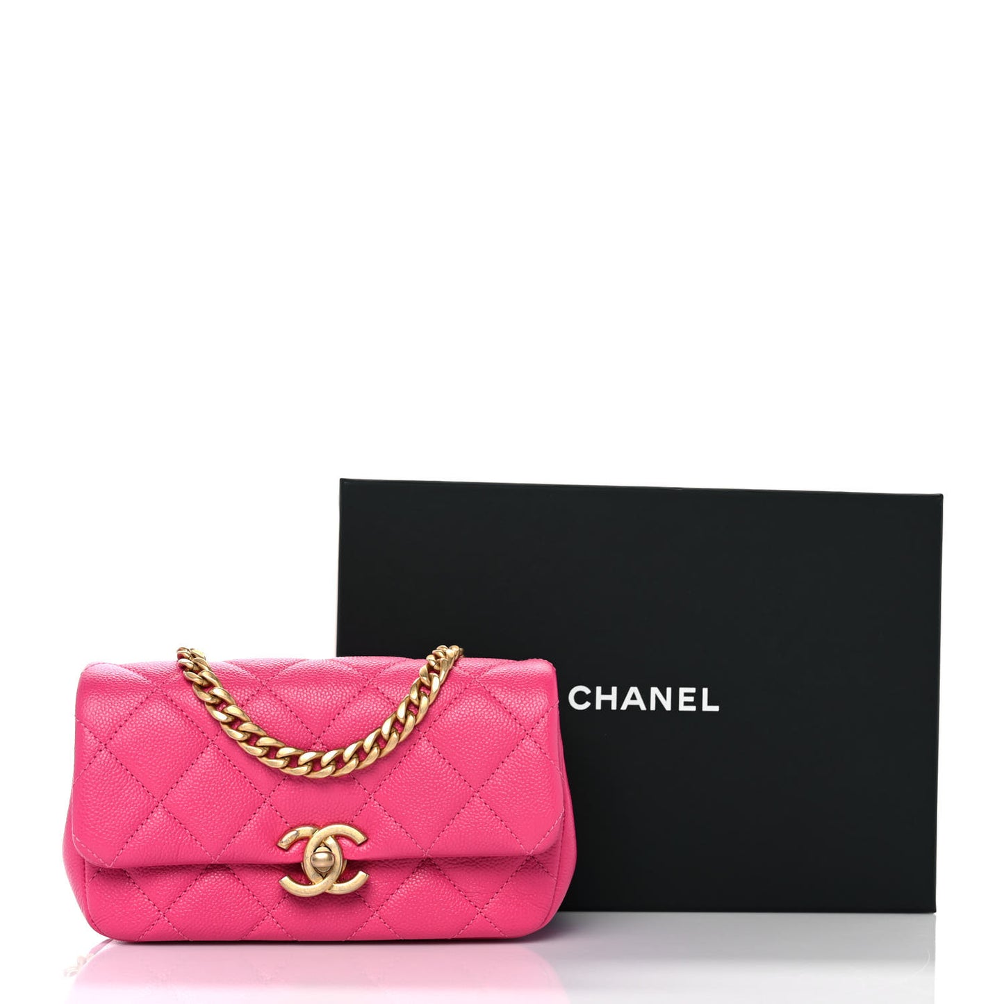 Caviar Quilted Chain Melody Waist Belt Bag Dark Pink
