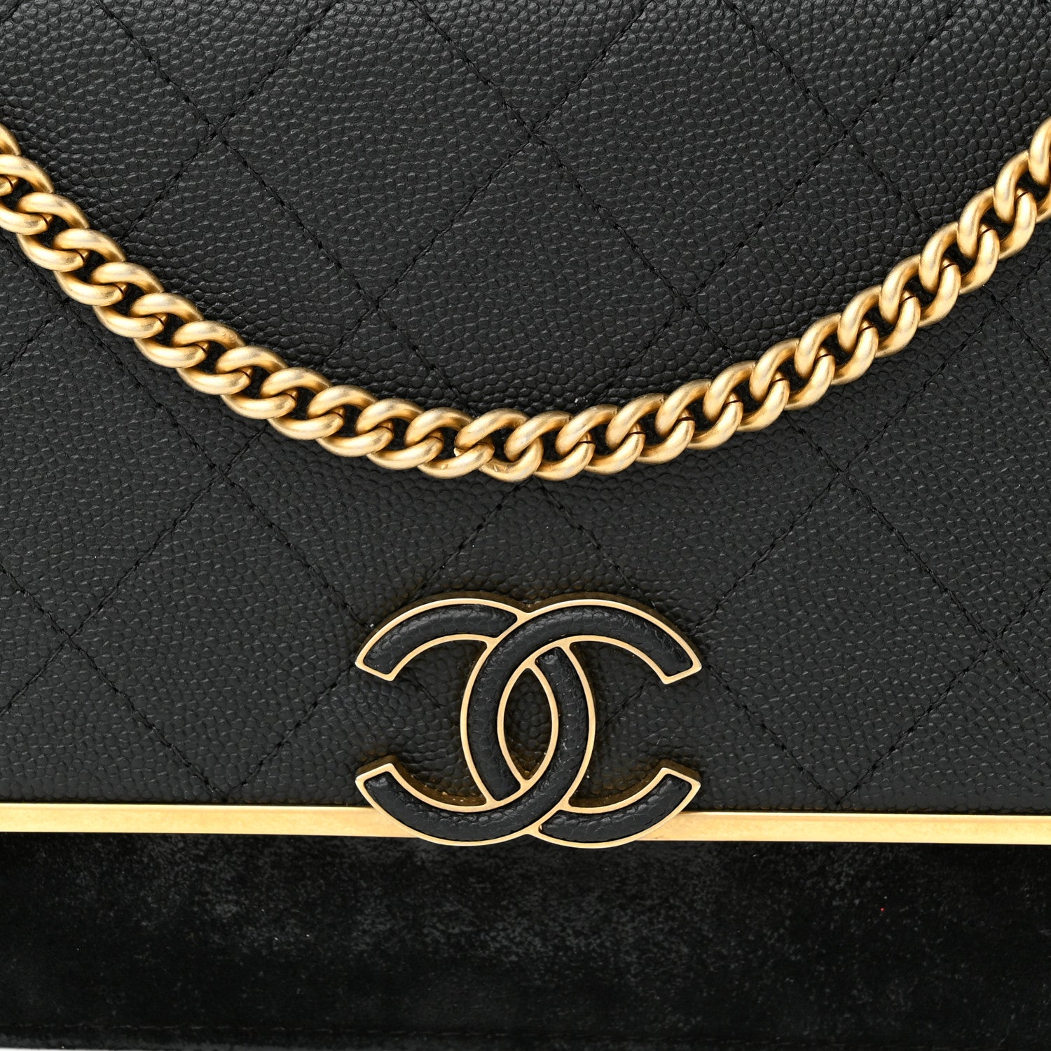 Chanel Caviar Suede Stitched Lady Coco Wallet On Chain WOC Black 9 of 12