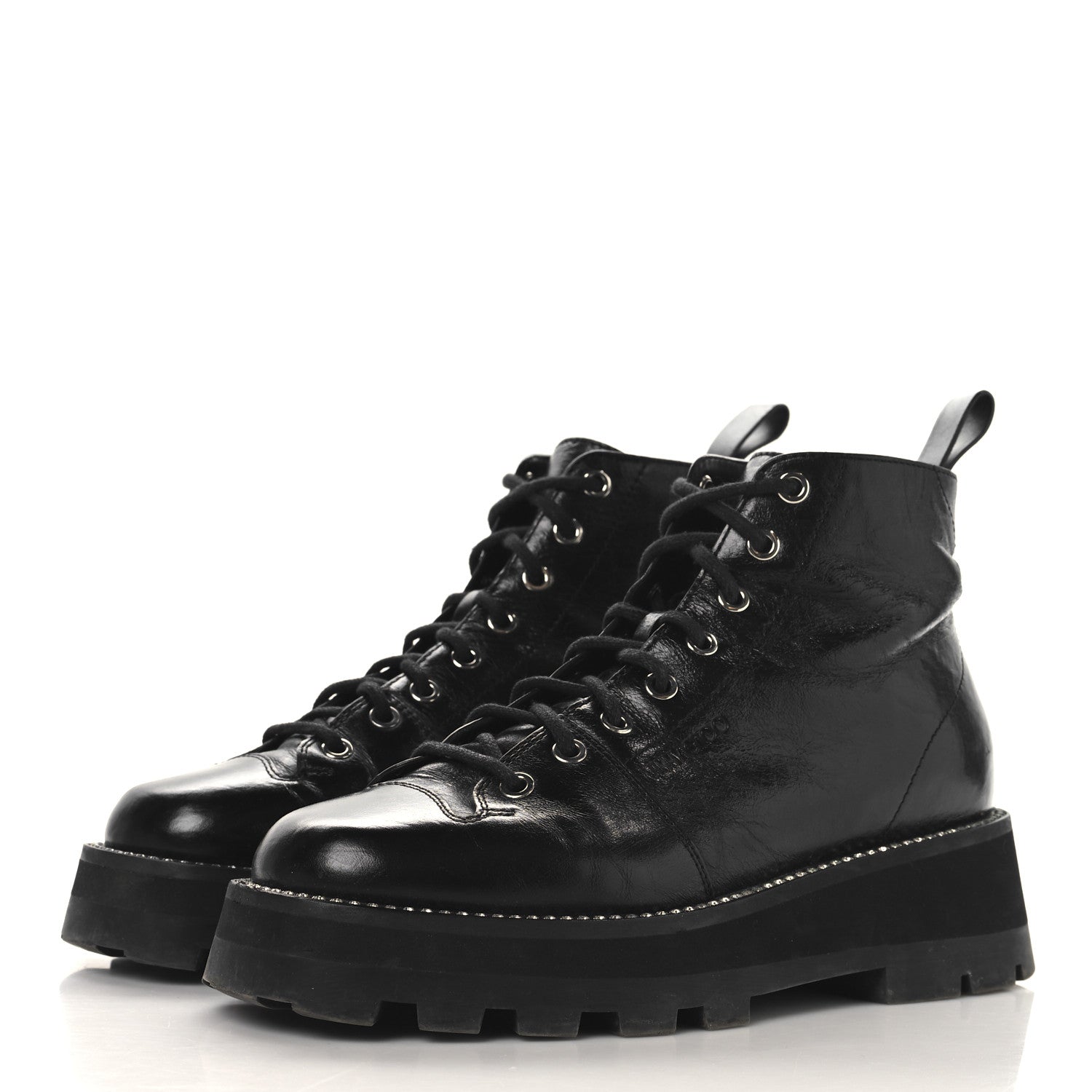 Jimmy Choo Calfskin Crystal Embellished Colby Combat Boots 38.5 Black 4 of 10