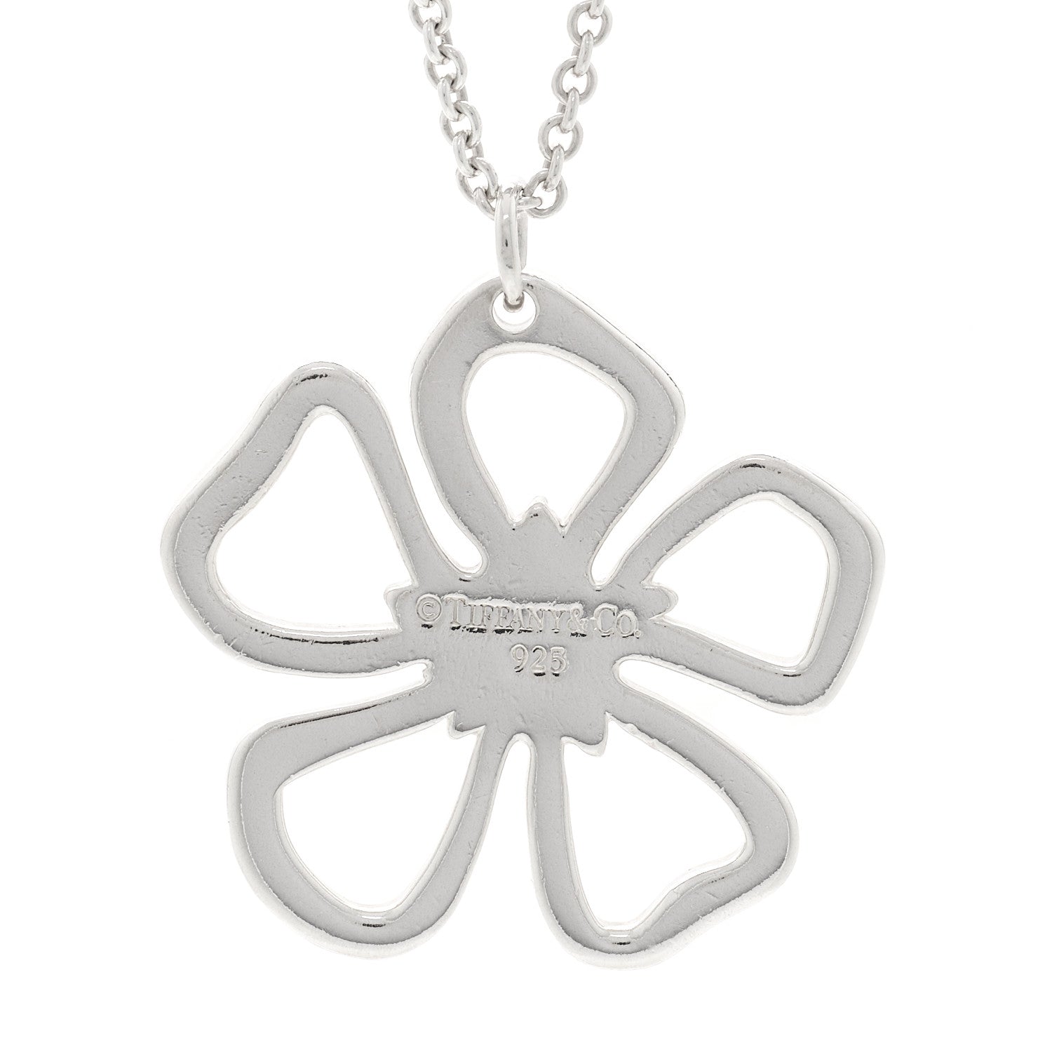 Tiffany Sterling Silver Open Flower Pendant Necklace 5 of 5