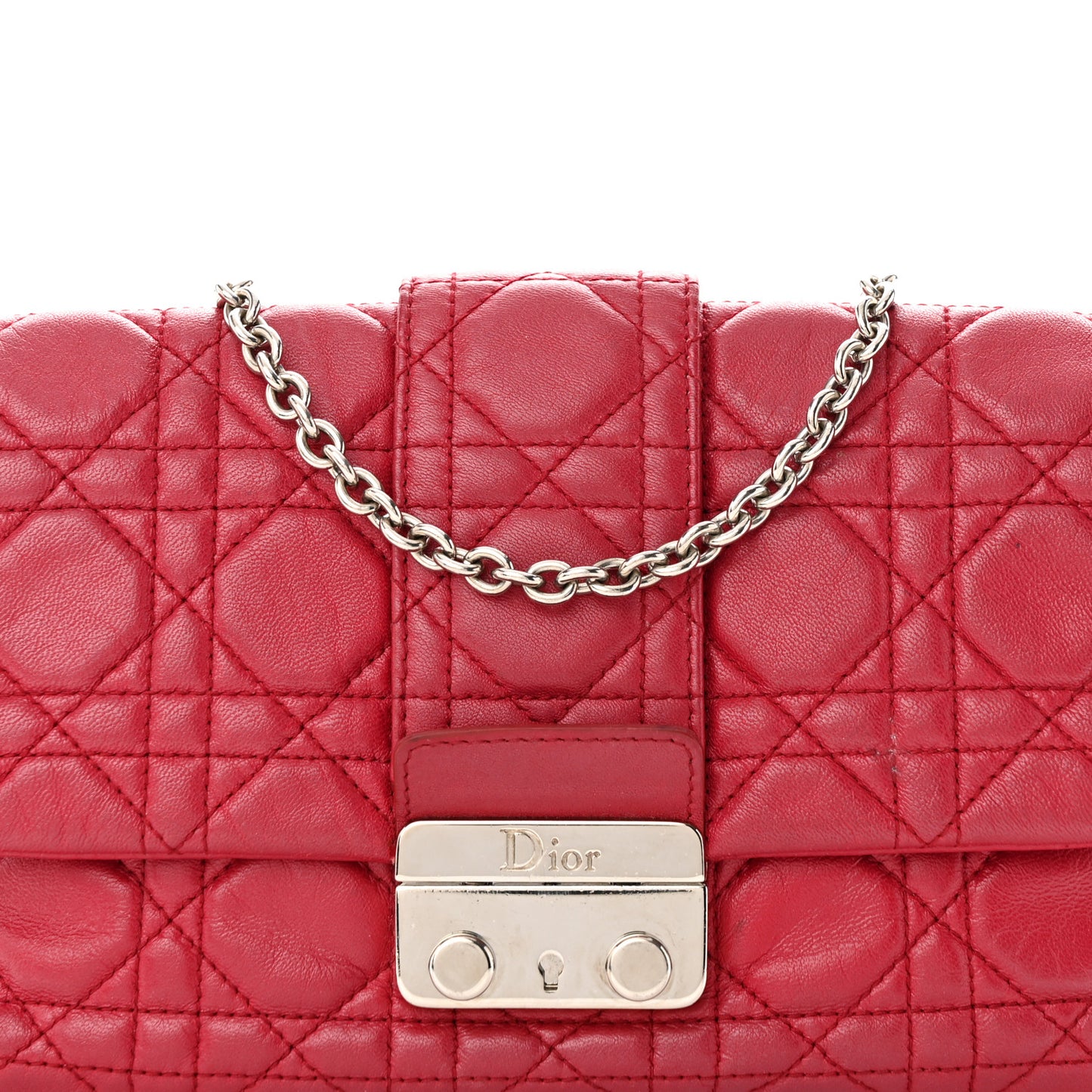 Lambskin Cannage Miss Dior Promenade Pouch Fuchsia