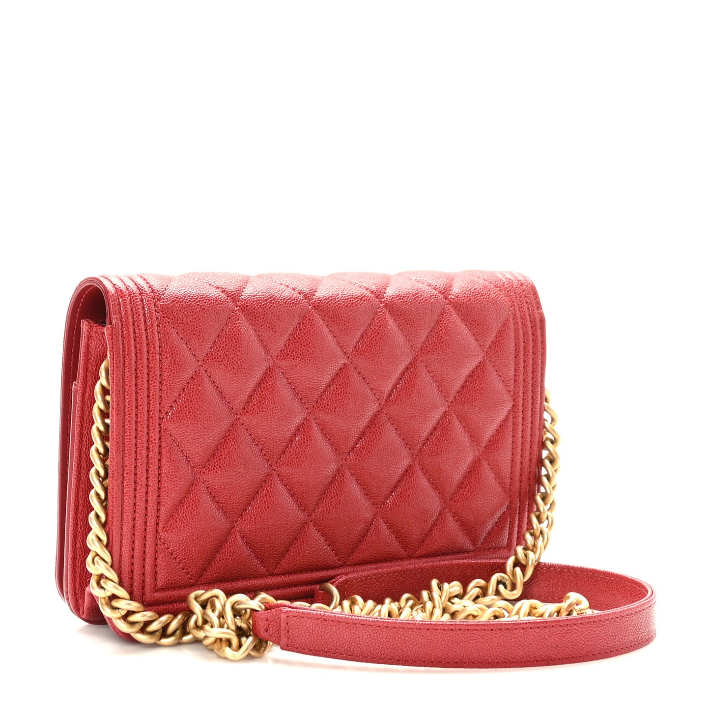 Caviar Quilted Boy Wallet On Chain WOC Red