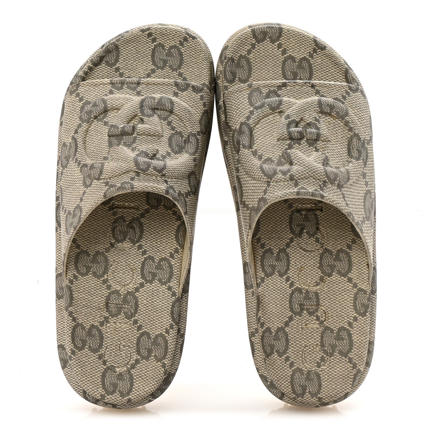 Gucci Cubic Rubber GG Monogram Womens Interlocking G Platform 42mm Slide Sandals 38 Beige Ebony 2 of 8