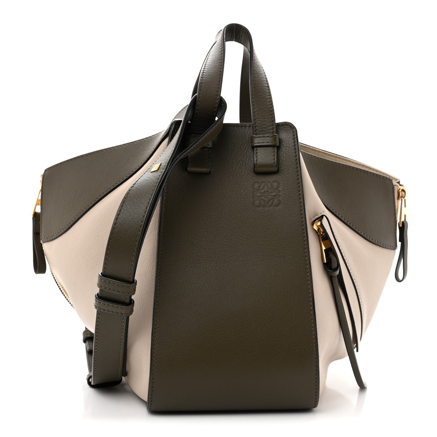 Loewe Calfskin Small Hammock Shoulder Bag Khaki Green Soft White