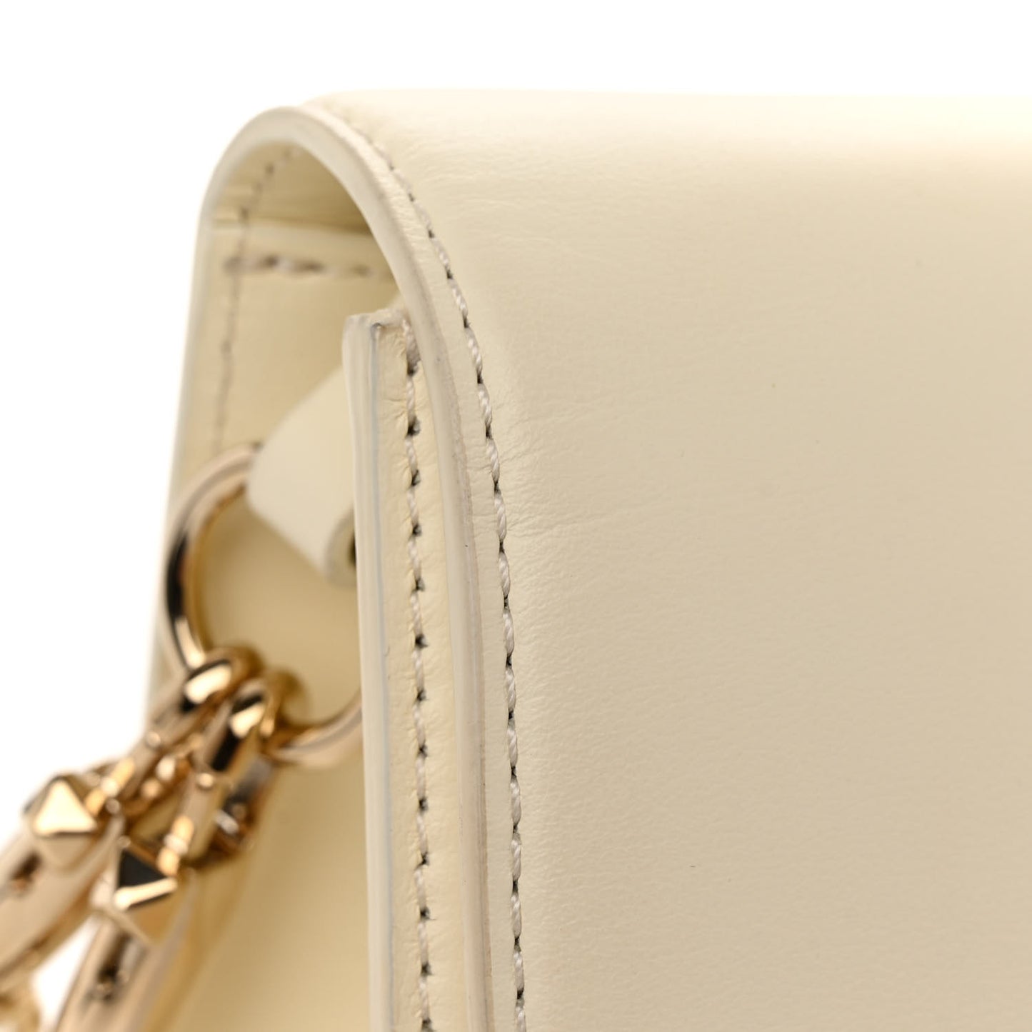 Calfskin Enamel VLogo Loco Flap Shoulder Bag Ivory
