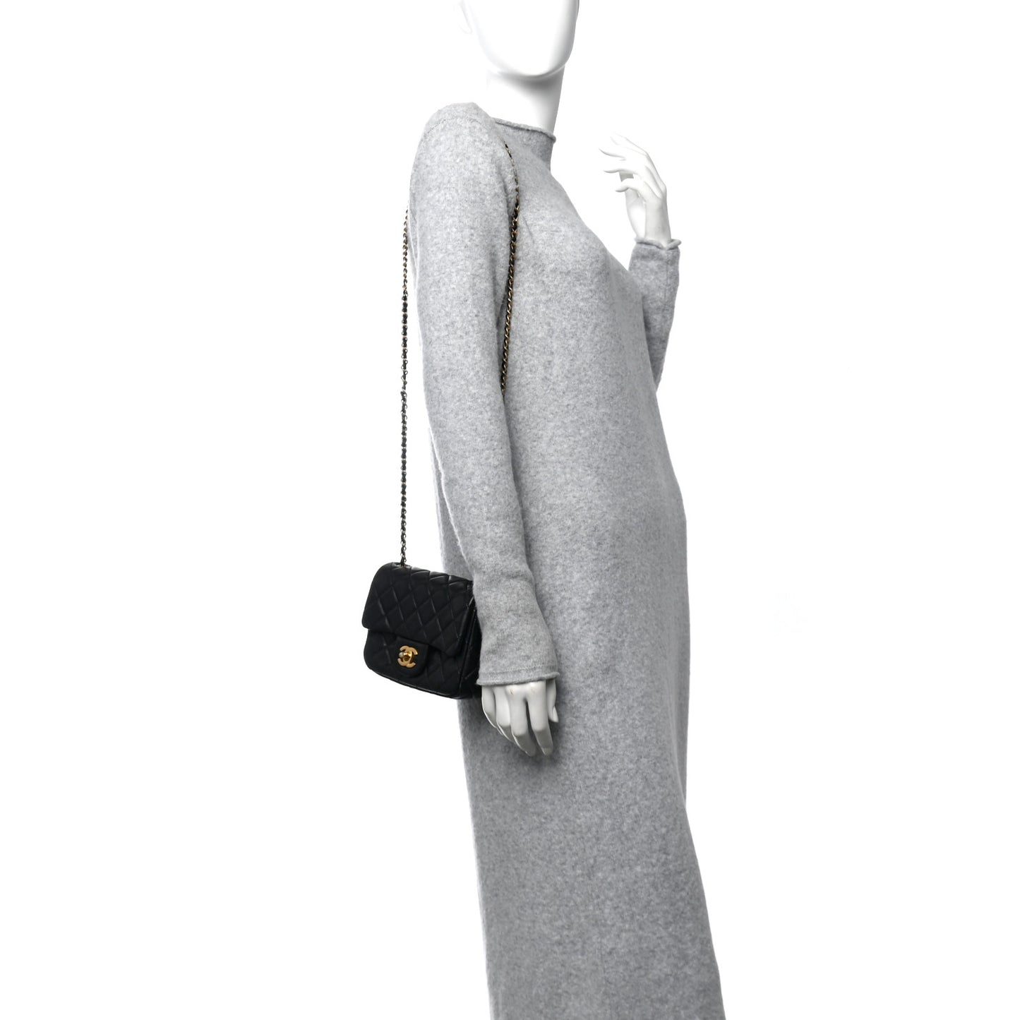 Lambskin Quilted Mini Pearl Crush Flap Black