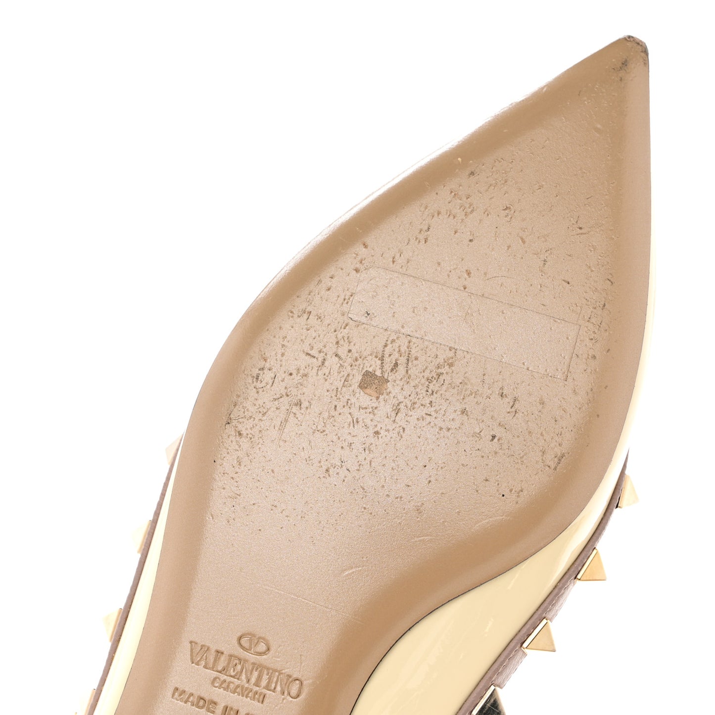 Patent Rockstud Cage Ballerina Flats 36 Light Ivory Poudre