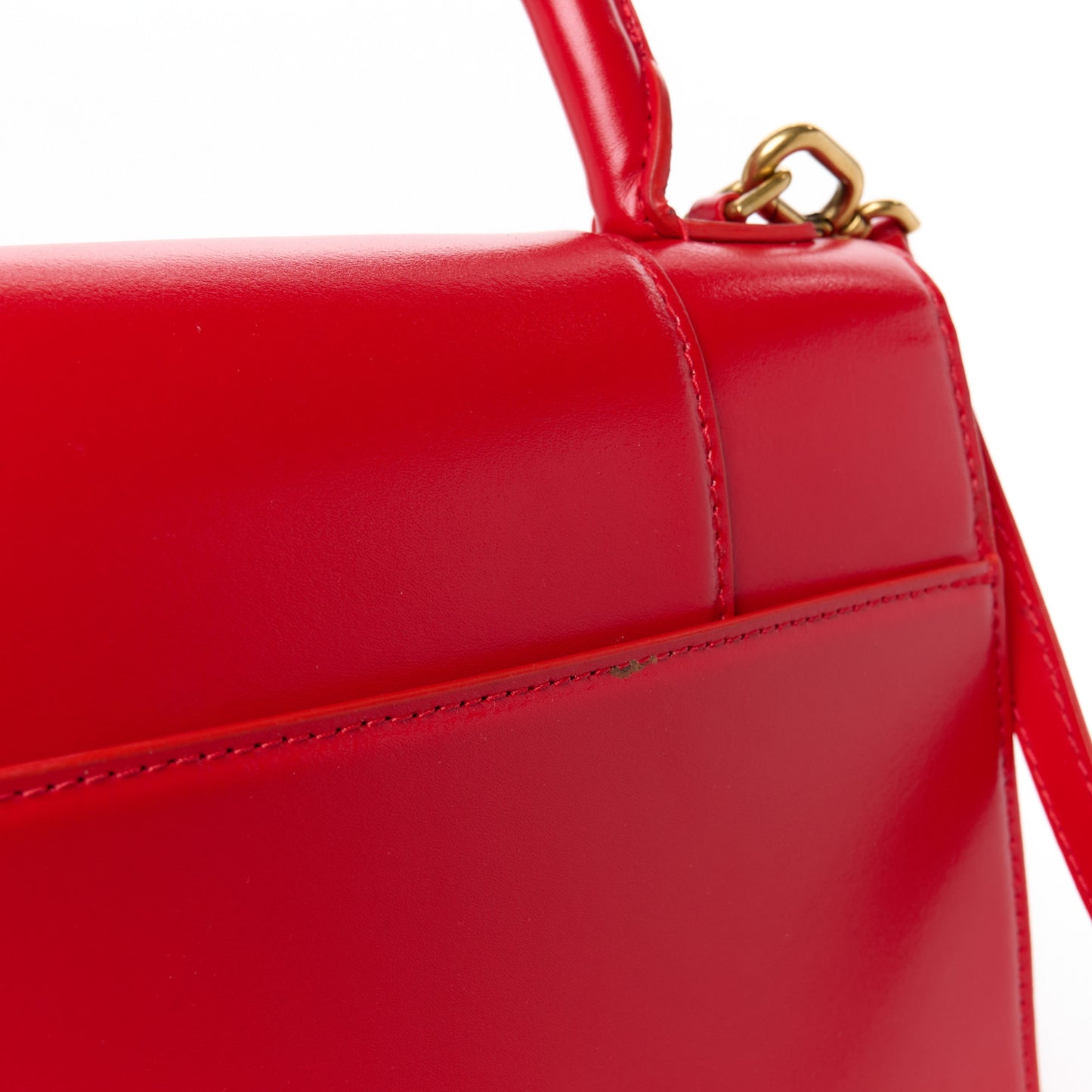 Shiny Box Calfskin Medium Hourglass Top Handle Bag Bright Red