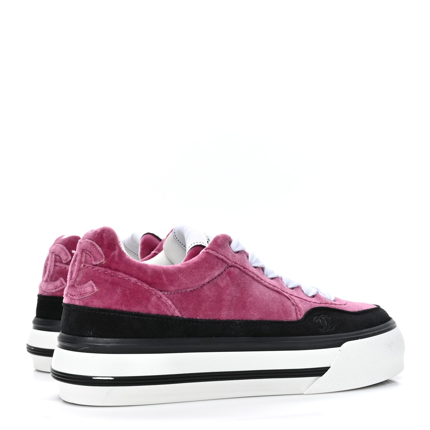 Calfskin Velvet Womens CC Sneakers 35.5 Navy
