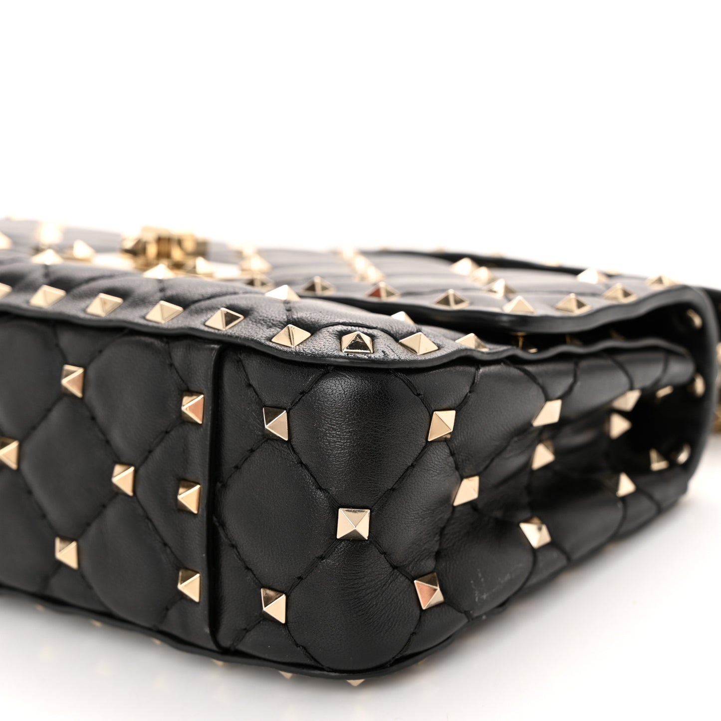 Lambskin Small Rockstud Spike Shoulder Bag Black