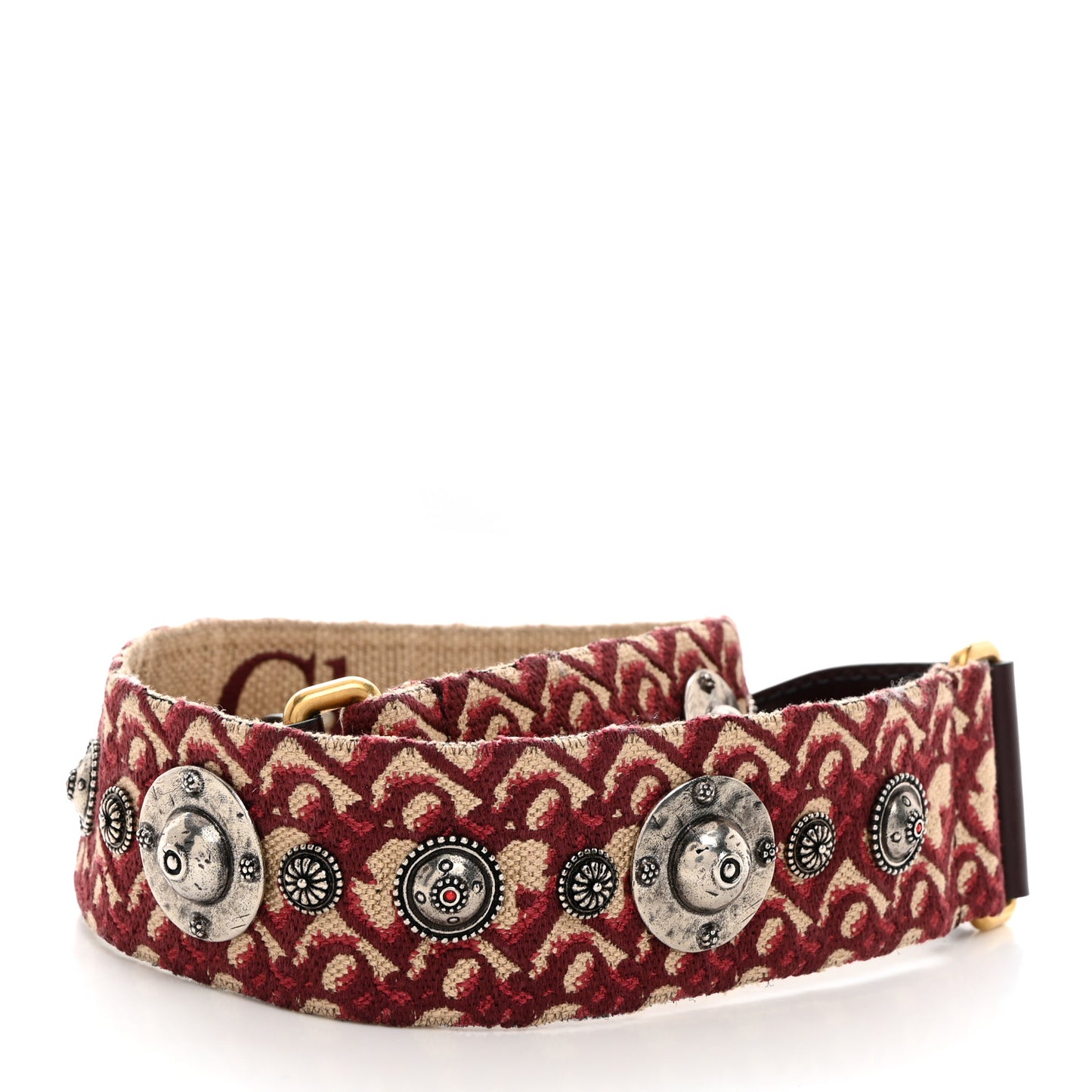 Oblique Studded Shoulder Strap Burgundy